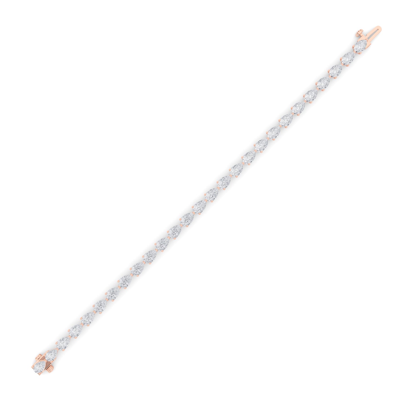 7Cttw Pear Shaped Lab Grown Diamond (F/VS) Fancy Line Bracelet in 14K Gold