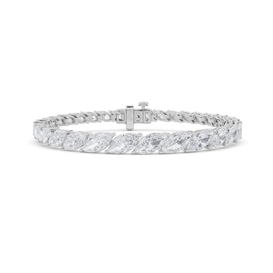 13Cttw Marquise Shaped Lab Grown Diamond (F/VS) Fancy  Bracelet in 14K Gold
