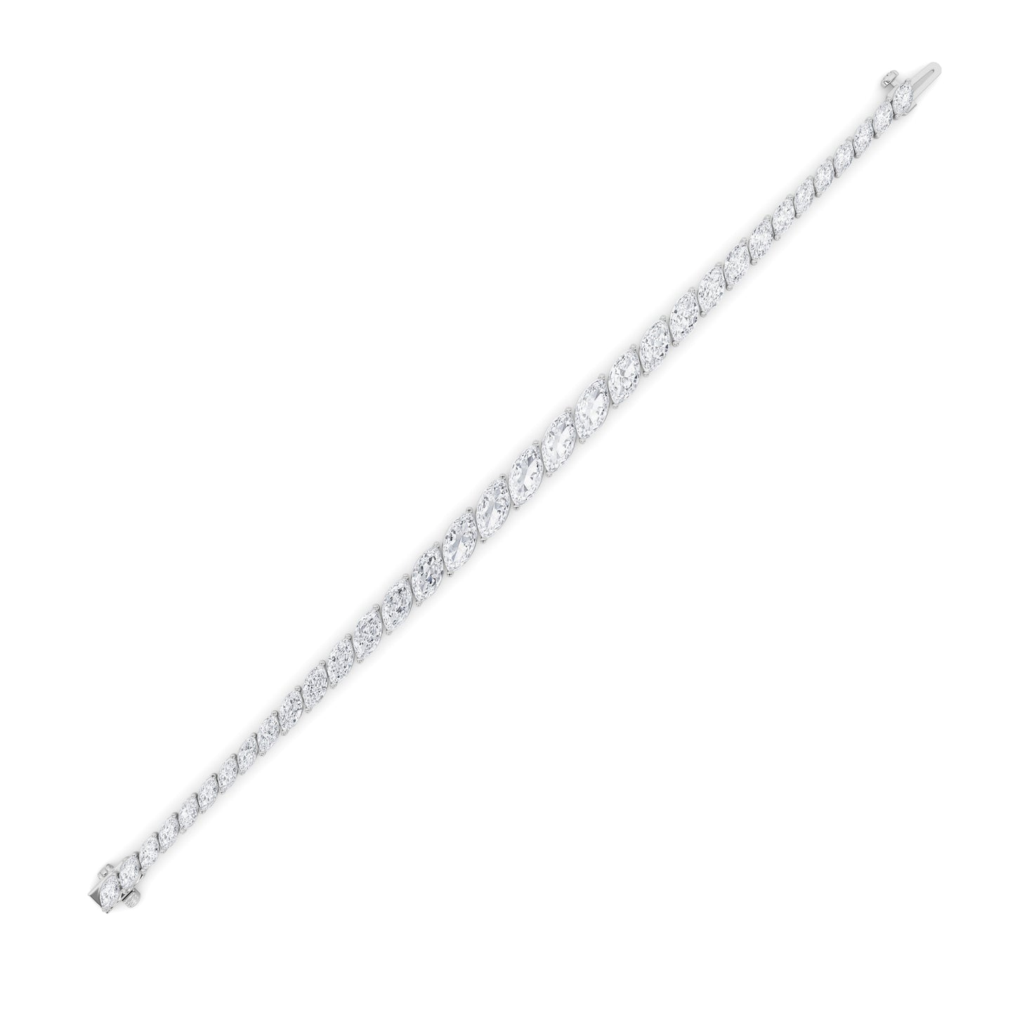 13Cttw Marquise Shaped Lab Grown Diamond (F/VS) Fancy  Bracelet in 14K Gold