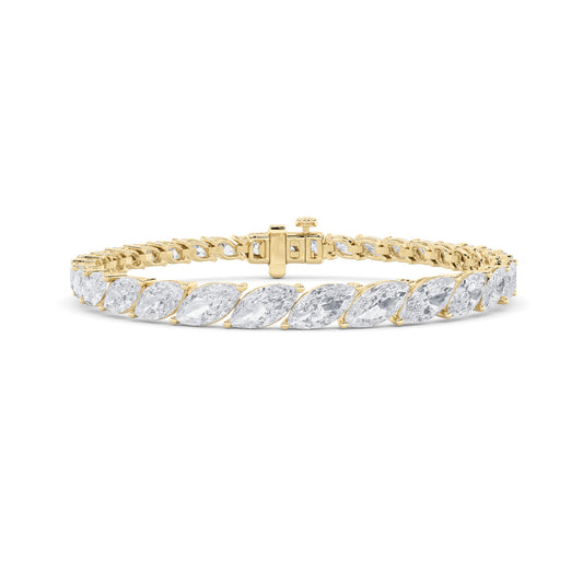 13Cttw Marquise Shaped Lab Grown Diamond (F/VS) Fancy  Bracelet in 14K Gold