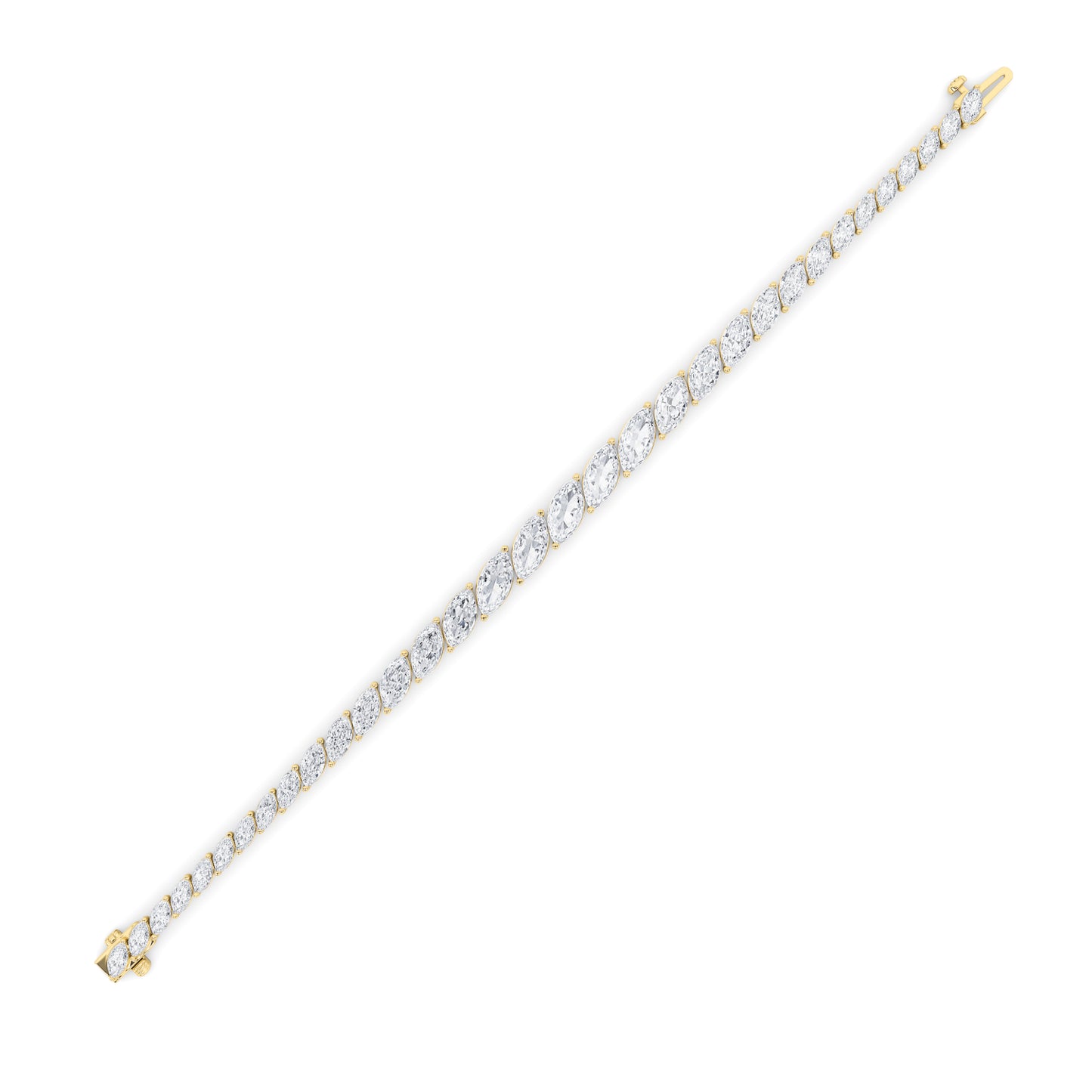 13Cttw Marquise Shaped Lab Grown Diamond (F/VS) Fancy  Bracelet in 14K Gold
