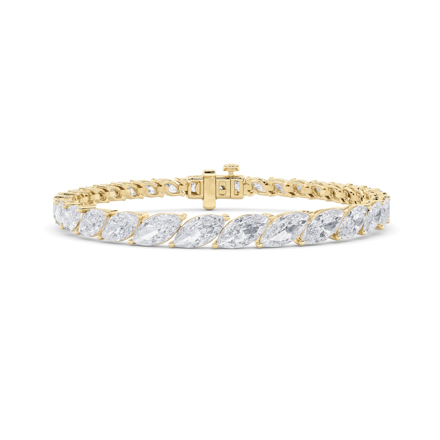 13.5Cttw Marquise Shaped Lab Grown Diamond (F/VS)  Bracelet in 14K Gold