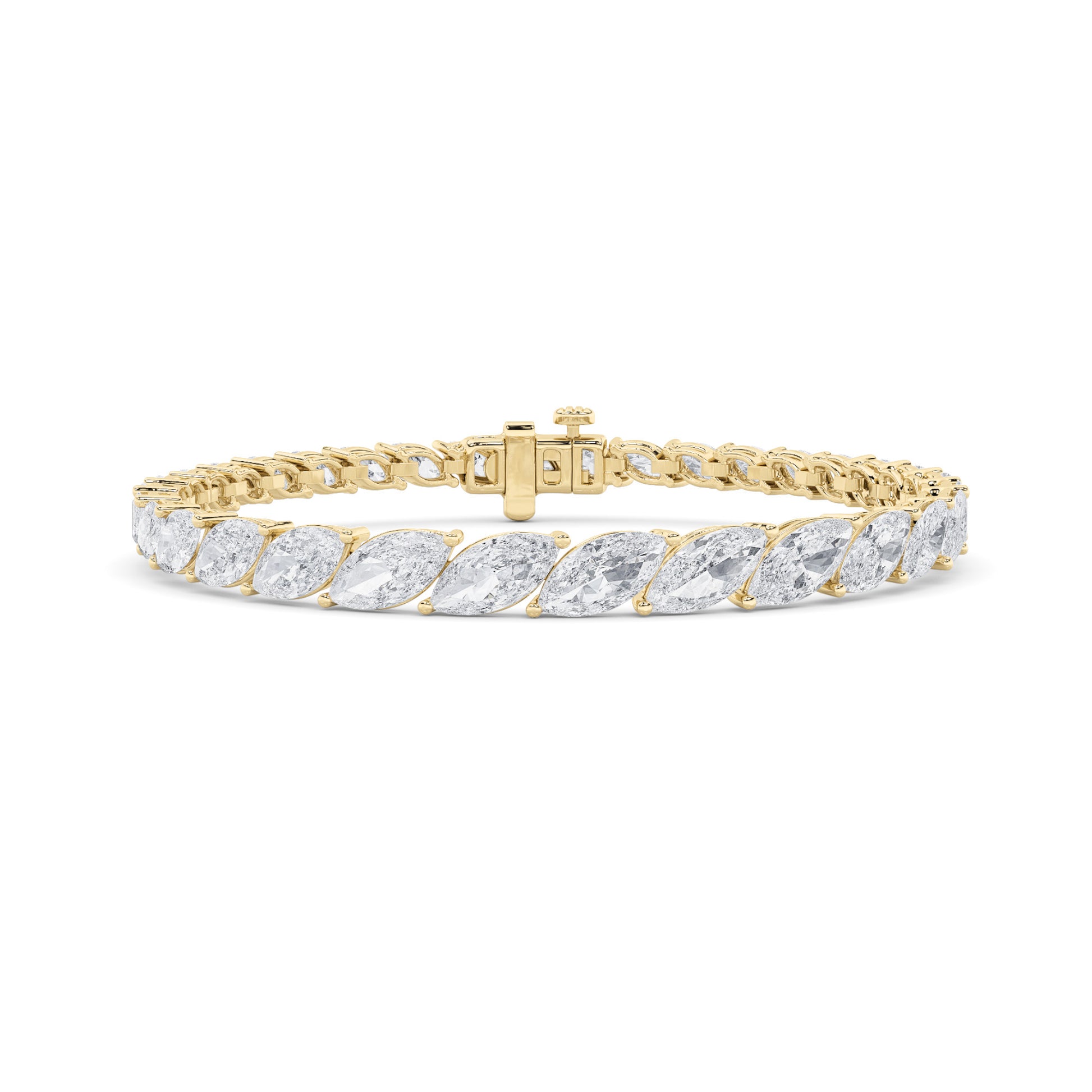 13.5Cttw Marquise Shaped Lab Grown Diamond (F/VS)  Bracelet in 14K Gold