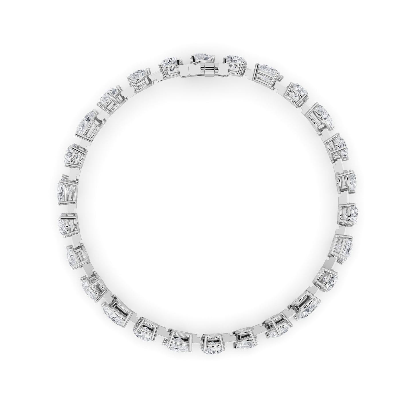 10.5Cttw Round Shaped Lab Grown Diamond (F/VS) North South Mix Shaped Bezel Set  Bracelet in 14K Gold