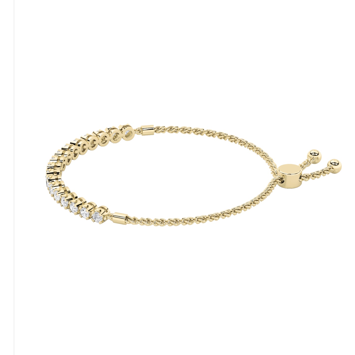 1Cttw Round Shaped Lab Grown Diamond (F/VS) Bolo Bracelet in 14K Gold