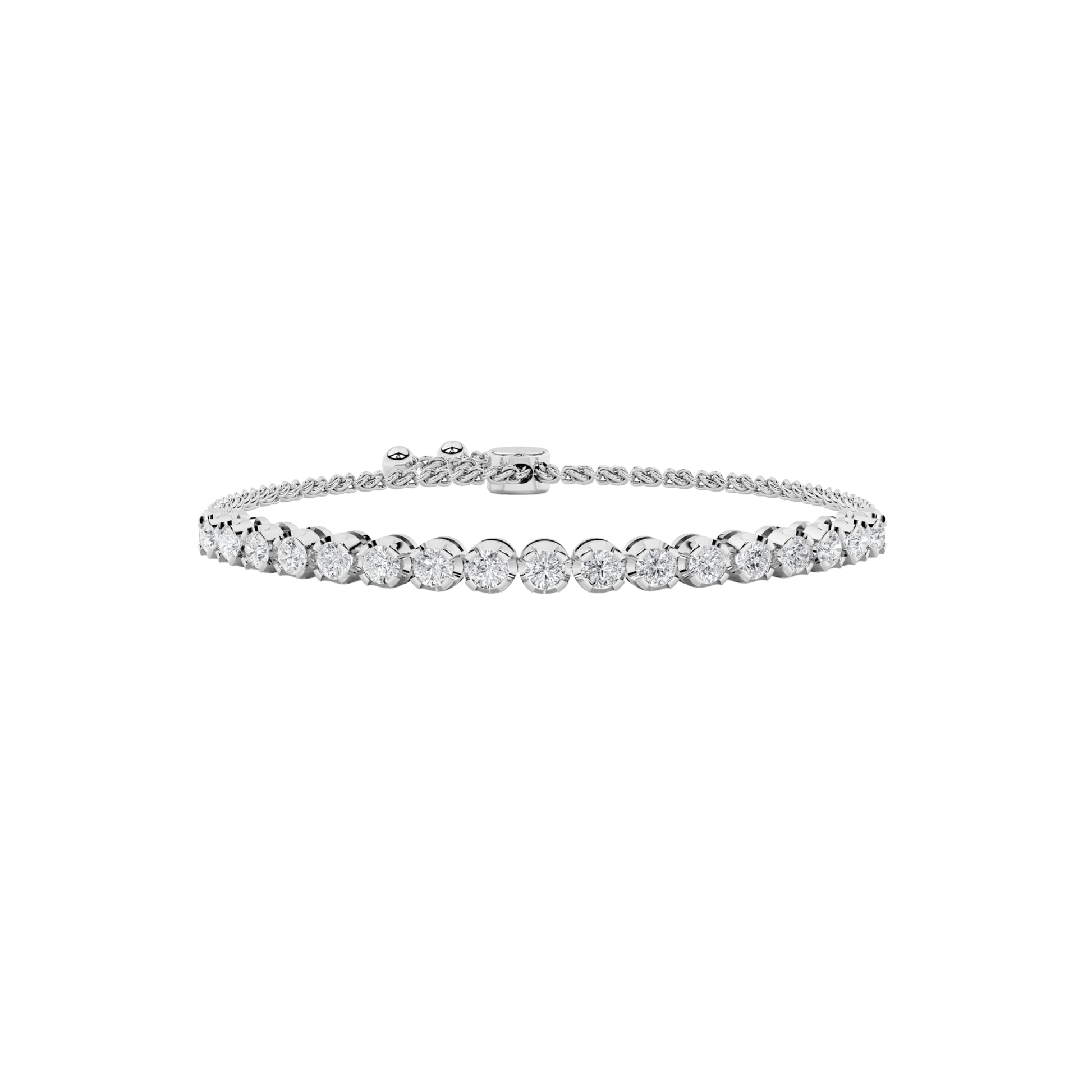 2Cttw Round Shaped Lab Grown Diamond (F/VS) Bolo Bracelet in 14K Gold