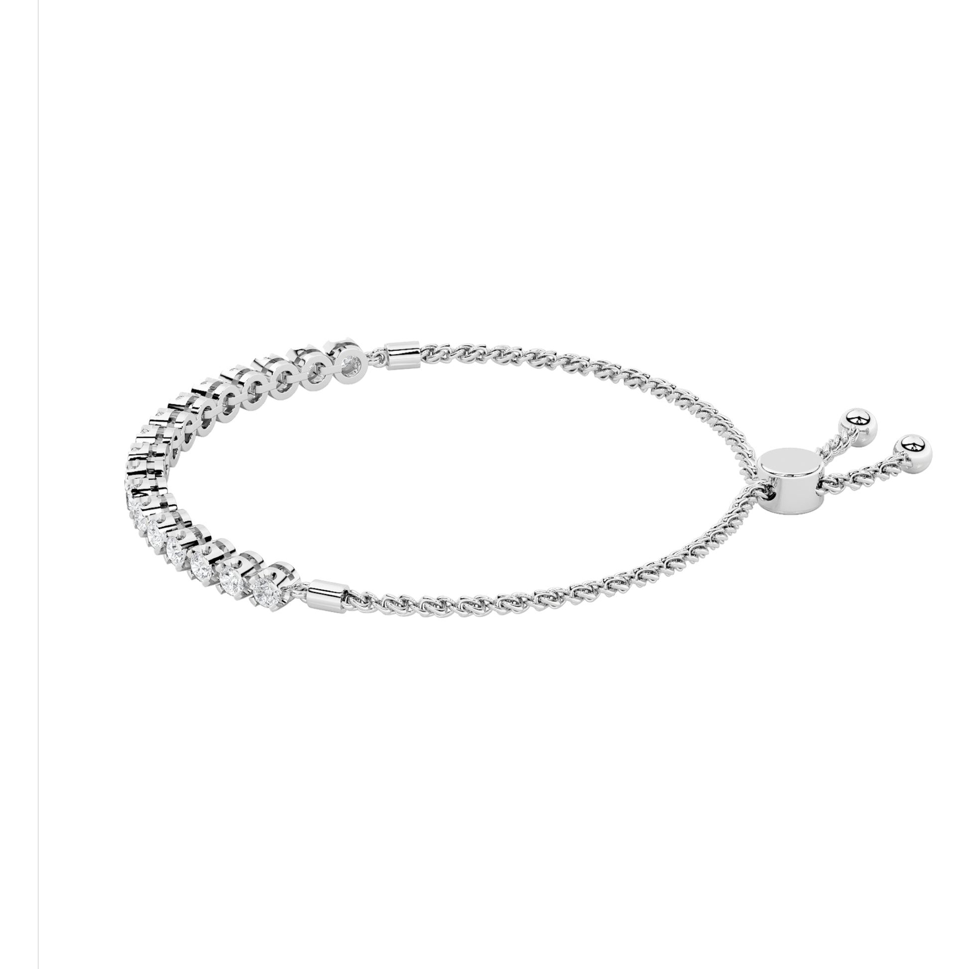 2Cttw Round Shaped Lab Grown Diamond (F/VS) Bolo Bracelet in 14K Gold