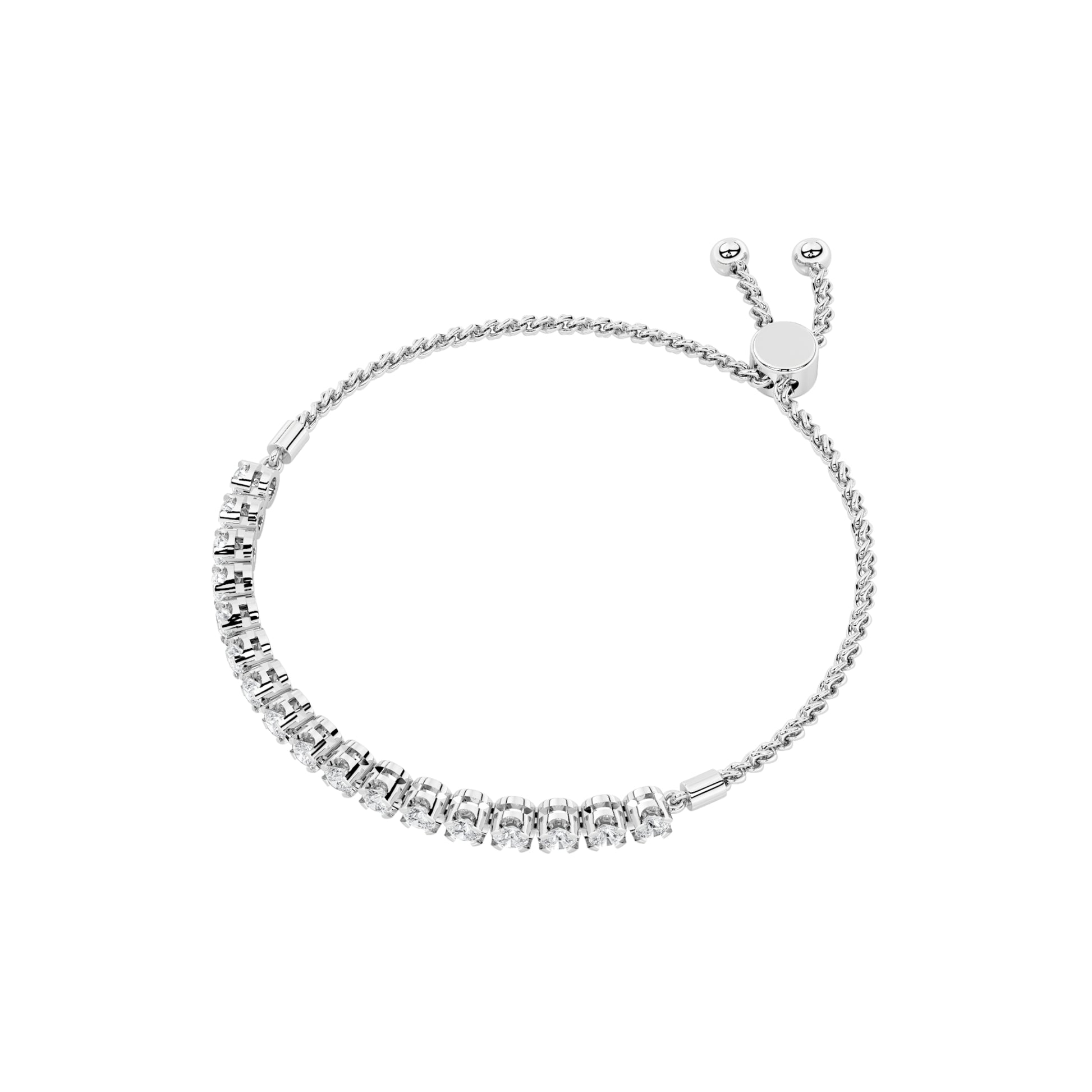 2Cttw Round Shaped Lab Grown Diamond (F/VS) Bolo Bracelet in 14K Gold