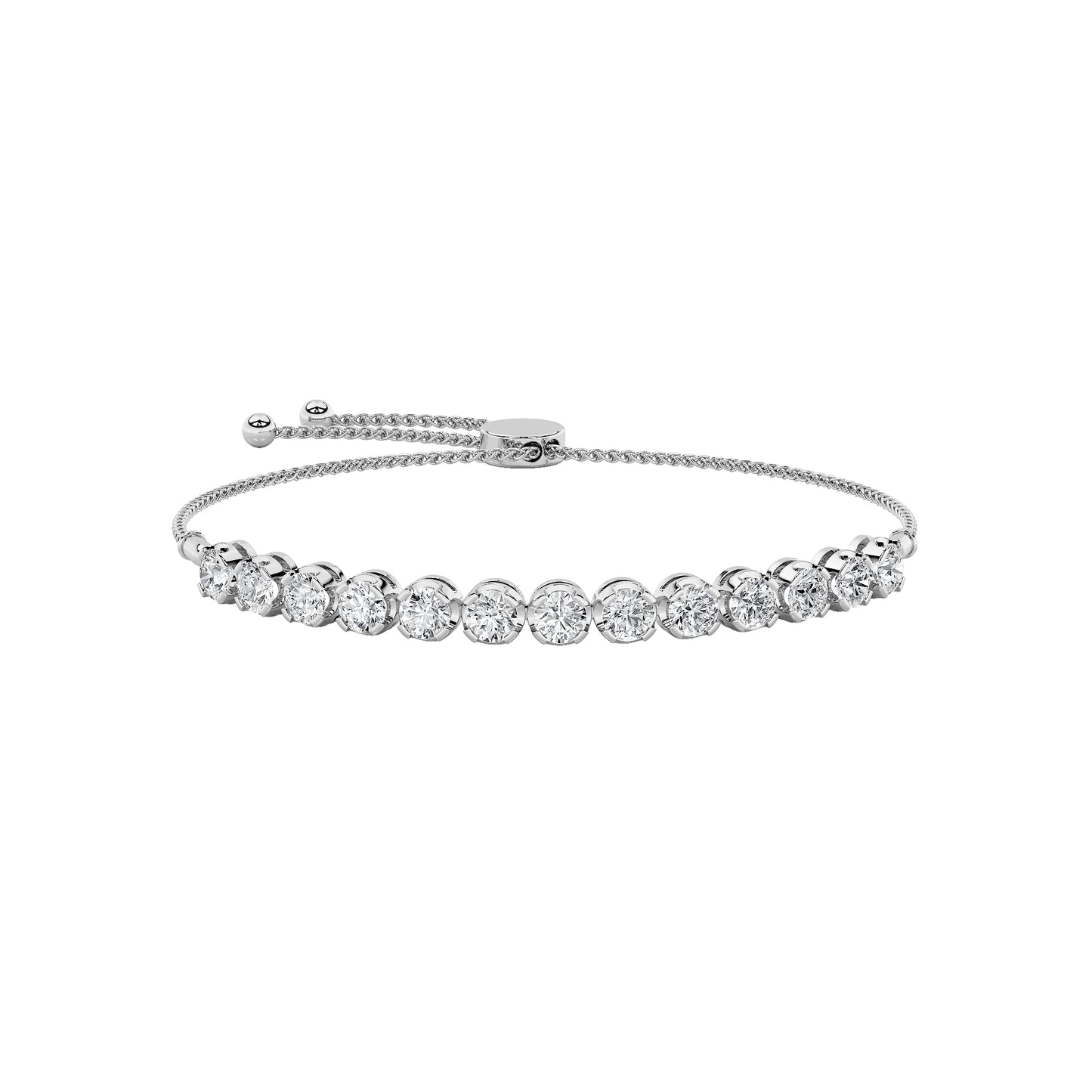 2.5Cttw Round Shaped Lab Grown Diamond (F/VS) Bolo Bracelet in 14K Gold