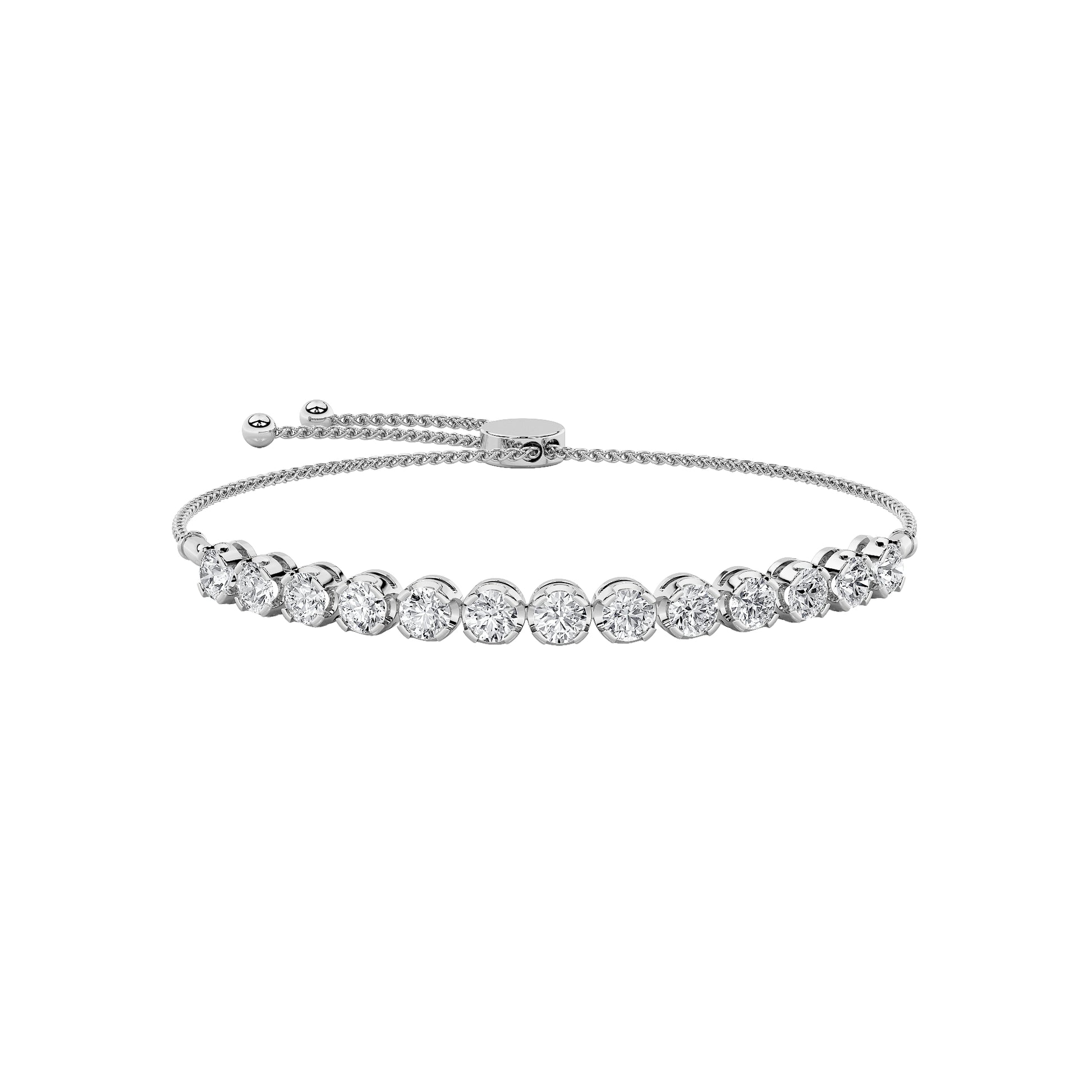 2.5Cttw Round Shaped Lab Grown Diamond (F/VS) Bolo Bracelet in 14K Gold