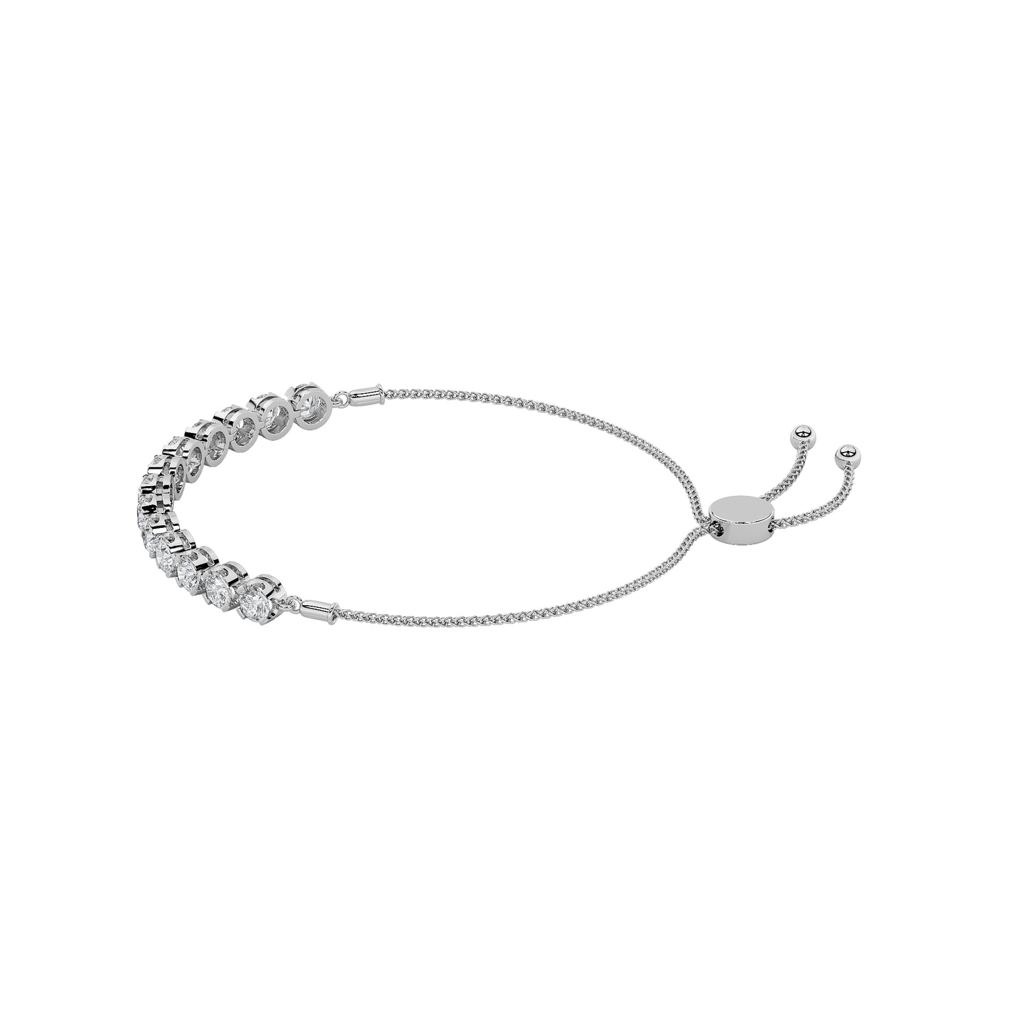 2.5Cttw Round Shaped Lab Grown Diamond (F/VS) Bolo Bracelet in 14K Gold