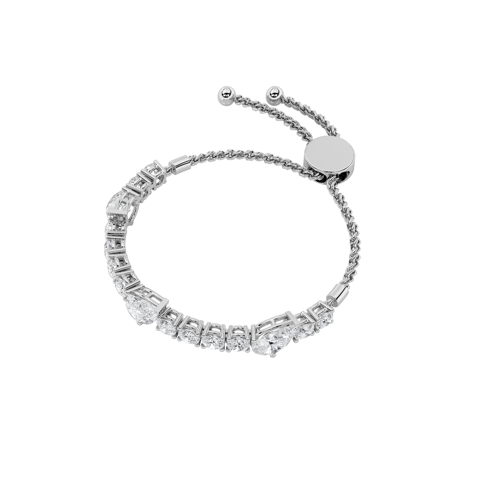 4.5Cttw Pear Shaped Lab Grown Diamond (F/VS) Bolo Bracelet in 14K Gold