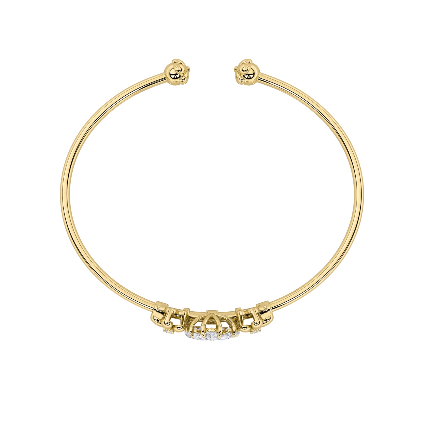 1.5Cttw Pear Shaped Lab Grown Diamond (F/VS) Fancy Flower Bangle Bracelet in 14K Gold