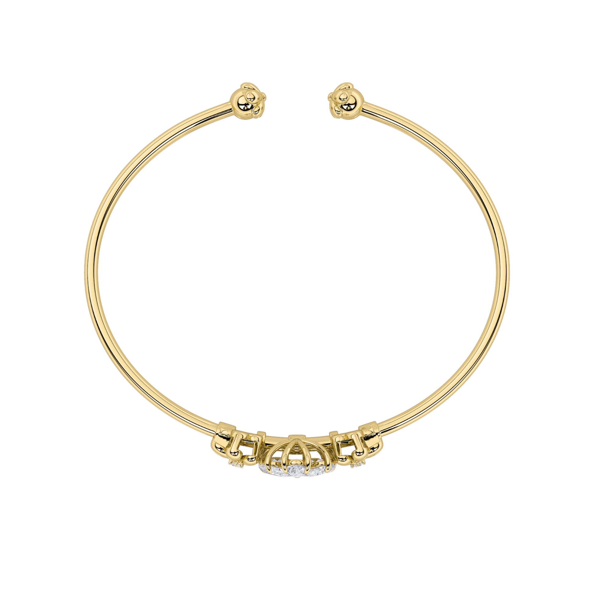1.5Cttw Pear Shaped Lab Grown Diamond (F/VS) Fancy Flower Bangle Bracelet in 14K Gold