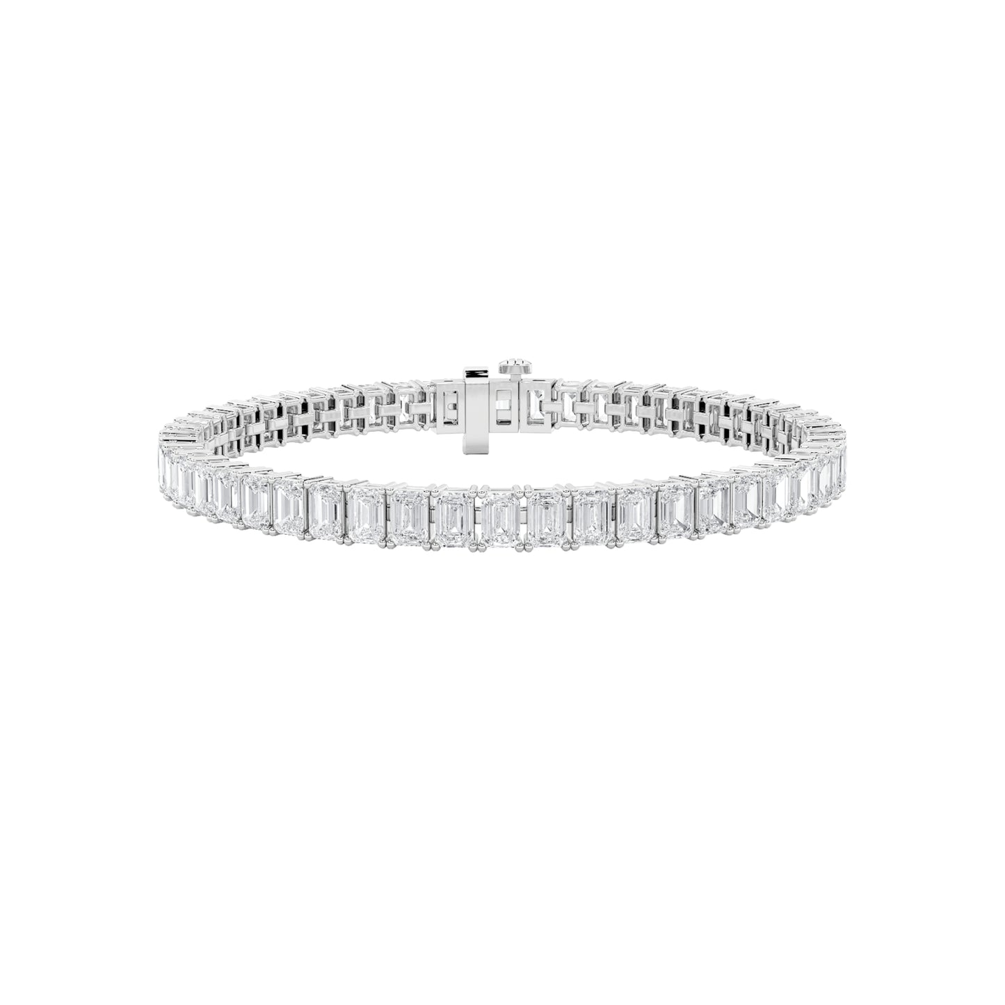 15Cttw Emerald Shaped Lab Grown Diamond North  South Bracelet in 14K Gold (F/VS)
