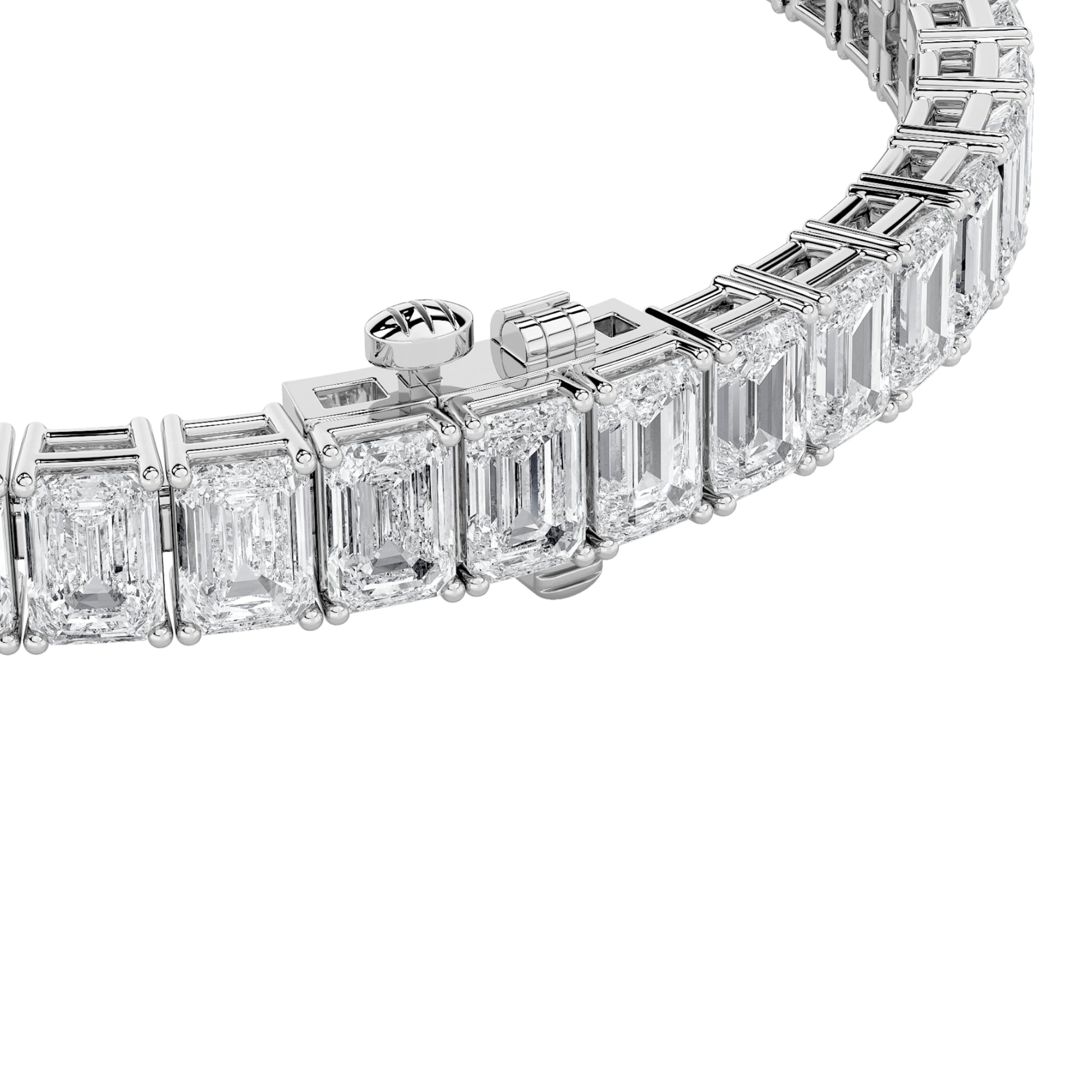15Cttw Emerald Shaped Lab Grown Diamond North  South Bracelet in 14K Gold (F/VS)