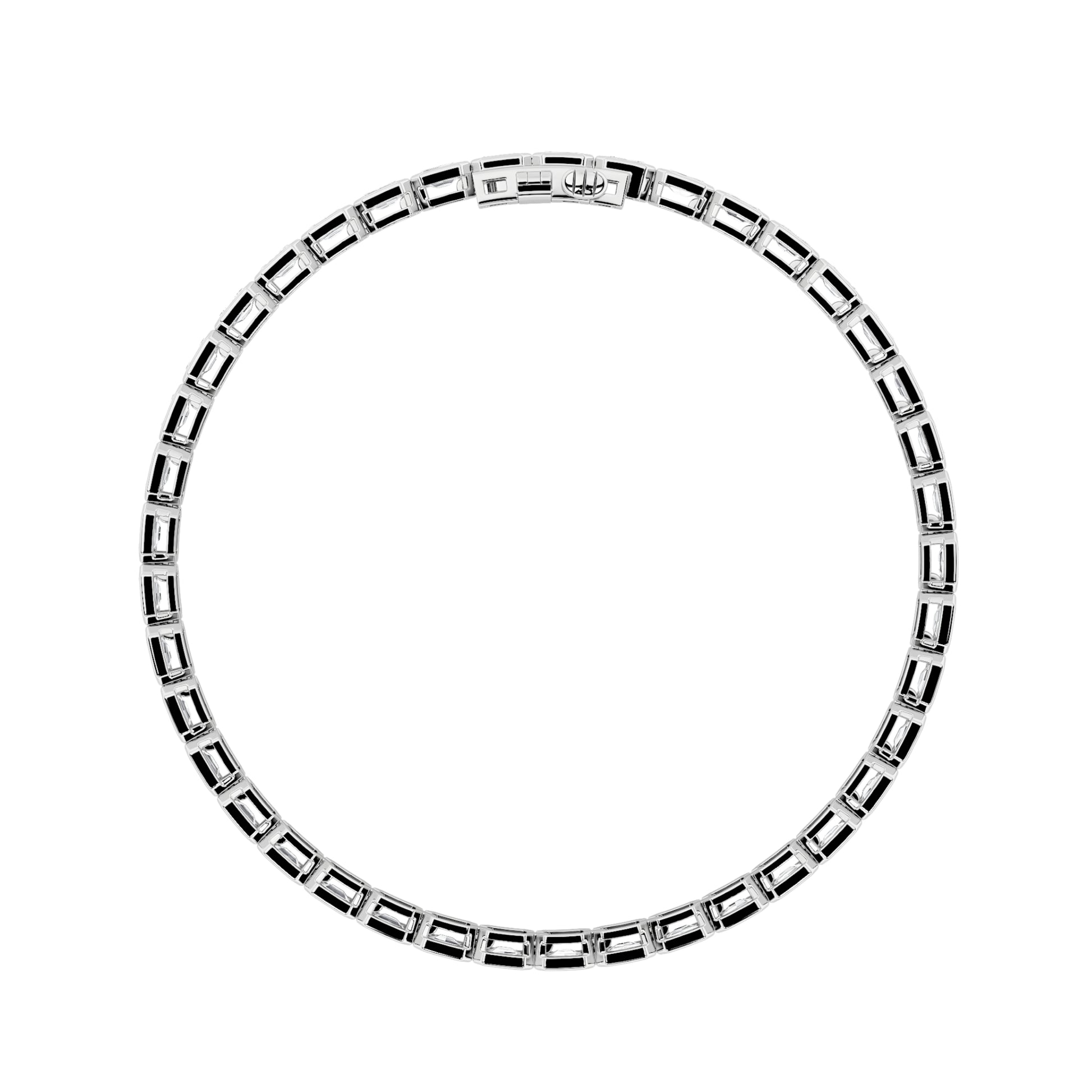 15Cttw Emerald Shaped Lab Grown Diamond (F/VS) East West Bezel Set Bracelet in 14K Gold