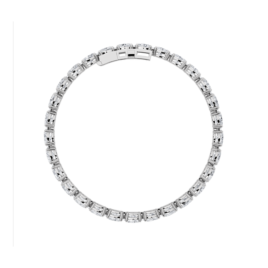 8Cttw Oval Shaped Lab Grown Diamond (F/VS) East West Line Bracelet in 14K Gold