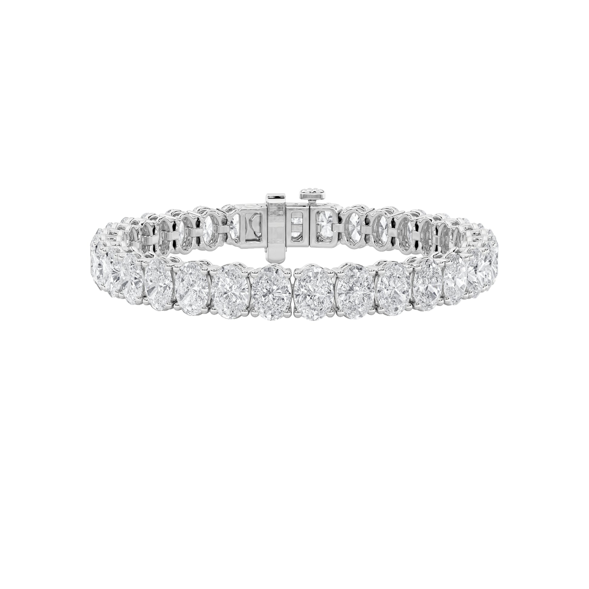 13.5Cttw Oval Shaped Lab Grown Diamond (F/VS) East West Line Bracelet in 14K Gold