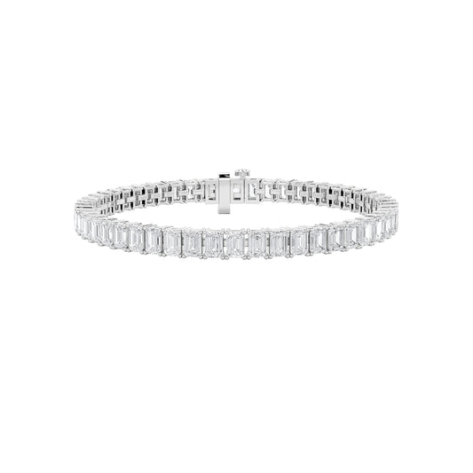 13Cttw Emerald Shaped Lab Grown Diamond North  South Bracelet in 14K Gold (F/VS)