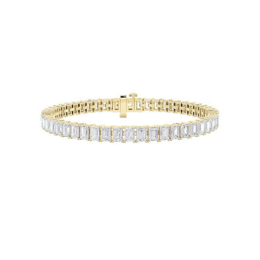 13Cttw Emerald Shaped Lab Grown Diamond North  South Bracelet in 14K Gold (F/VS)