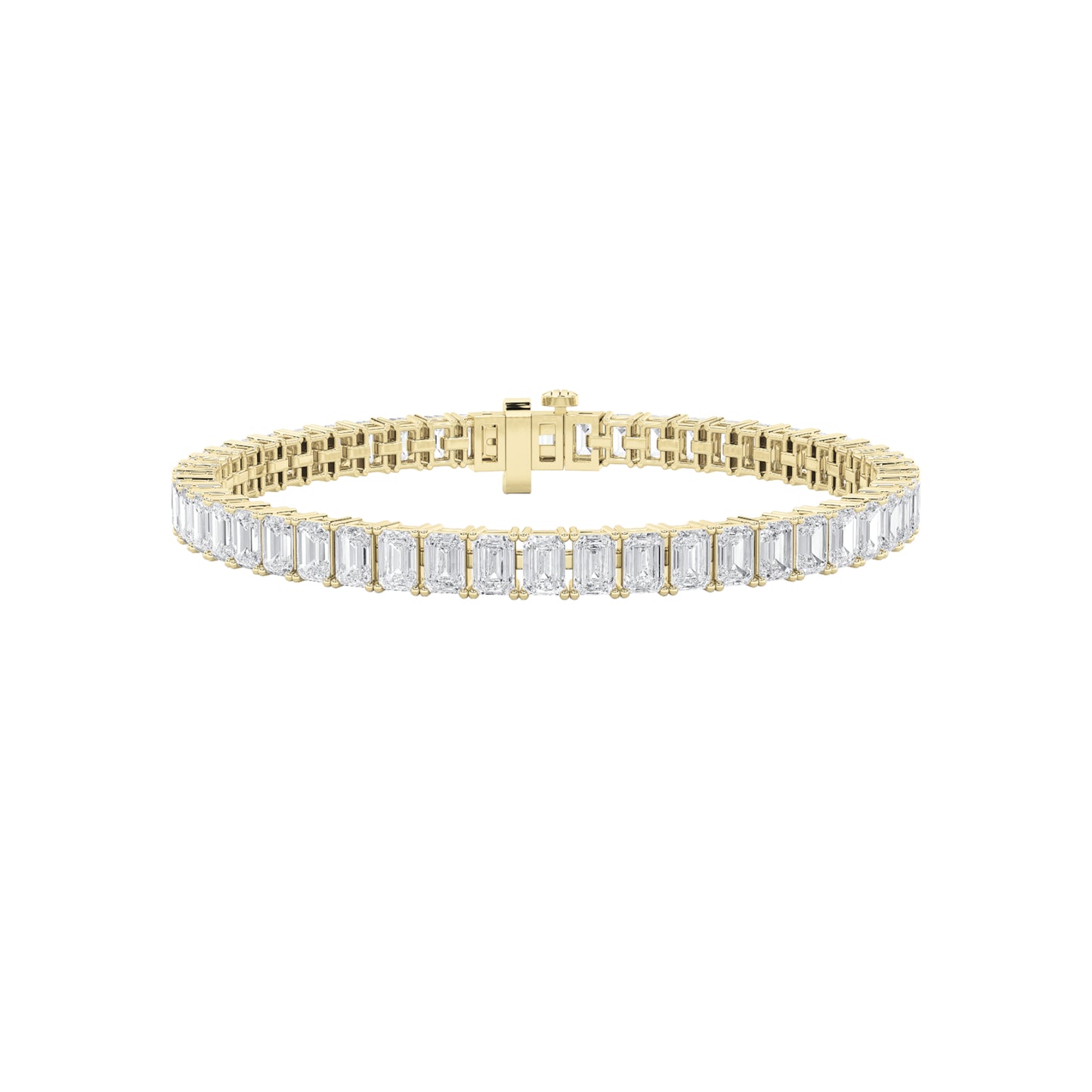 7Cttw Emerald Shaped Lab Grown Diamond North  South Bracelet in 14K Gold (F/VS)