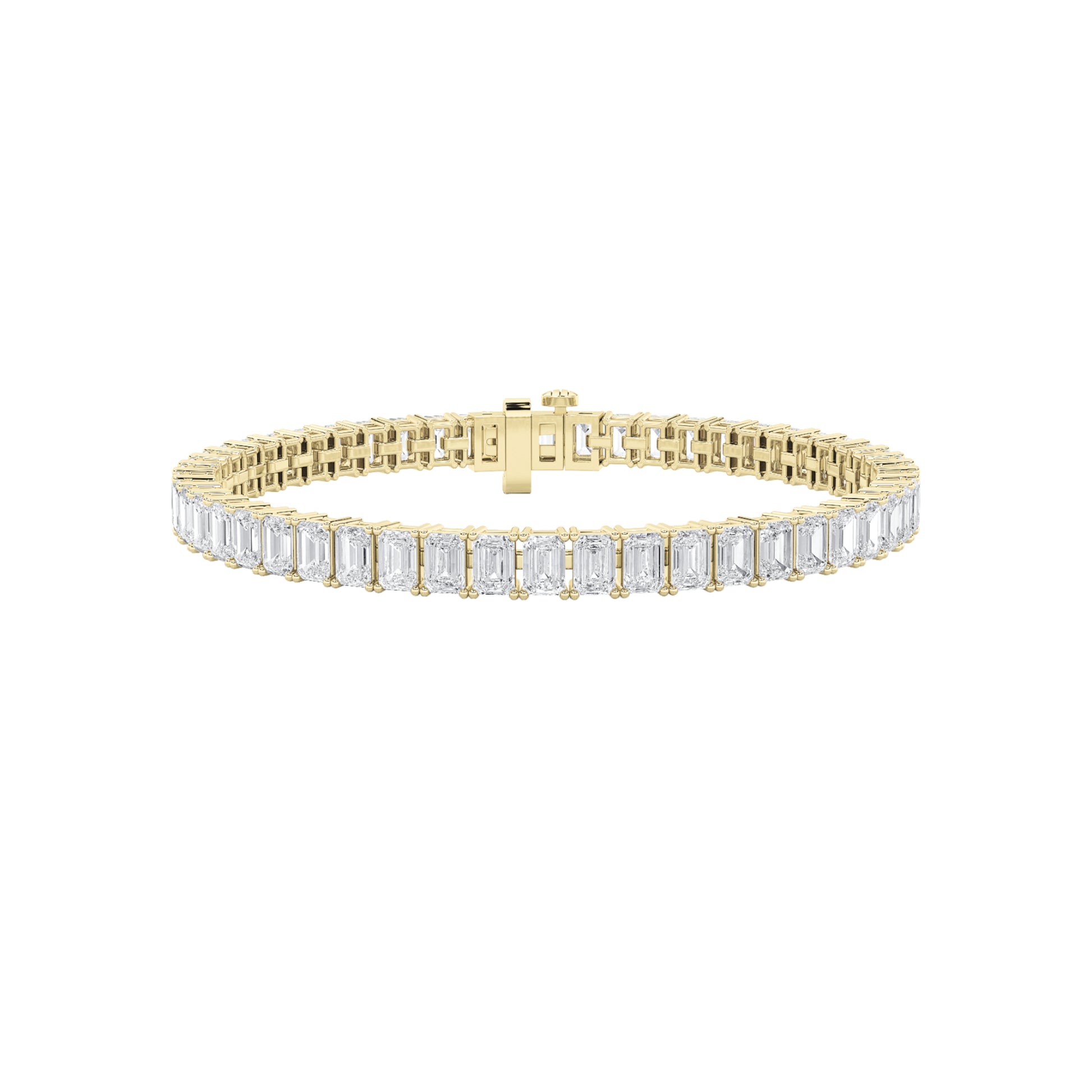 7Cttw Emerald Shaped Lab Grown Diamond North  South Bracelet in 14K Gold (F/VS)