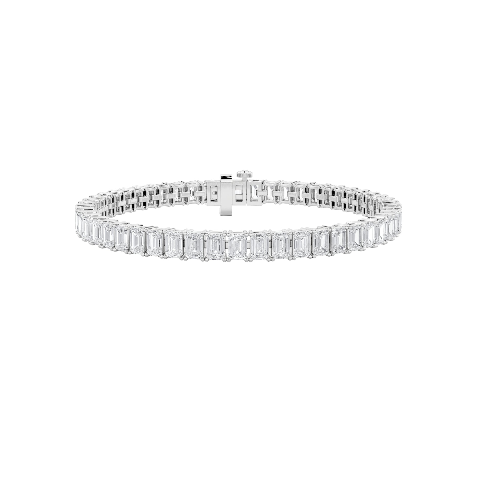 9.25Cttw Emerald Shaped Lab Grown Diamond North  South Bracelet in 14K Gold (F/VS)