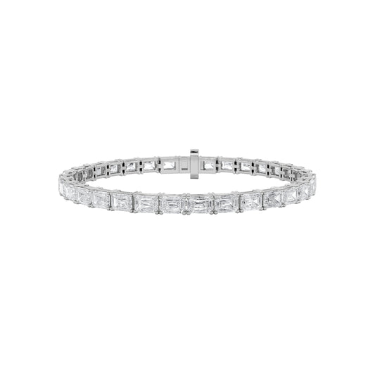 11Cttw Emerald Shaped Lab Grown Diamond East & West Bracelet in 14K Gold (F/VS)