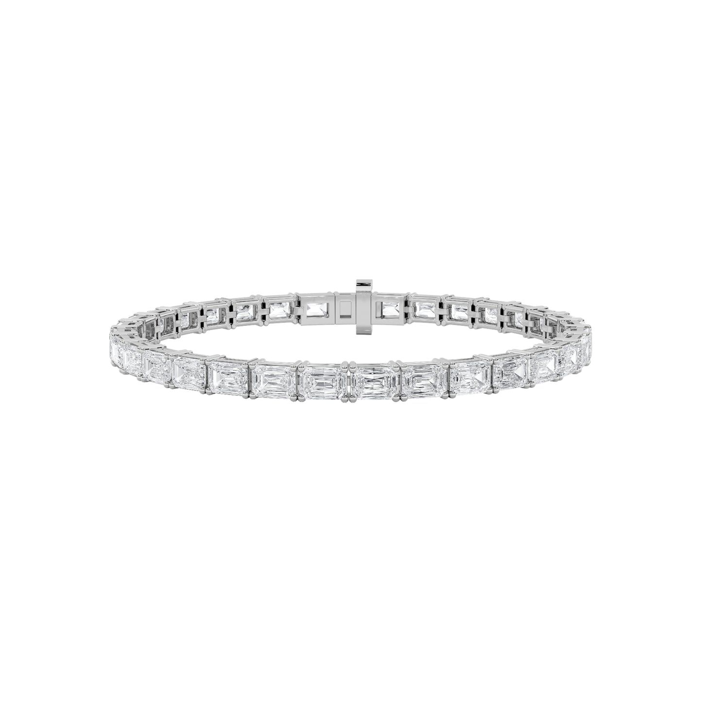 7Cttw Emerald Shaped Lab Grown Diamond East & West Bracelet in 14K Gold (F/VS)