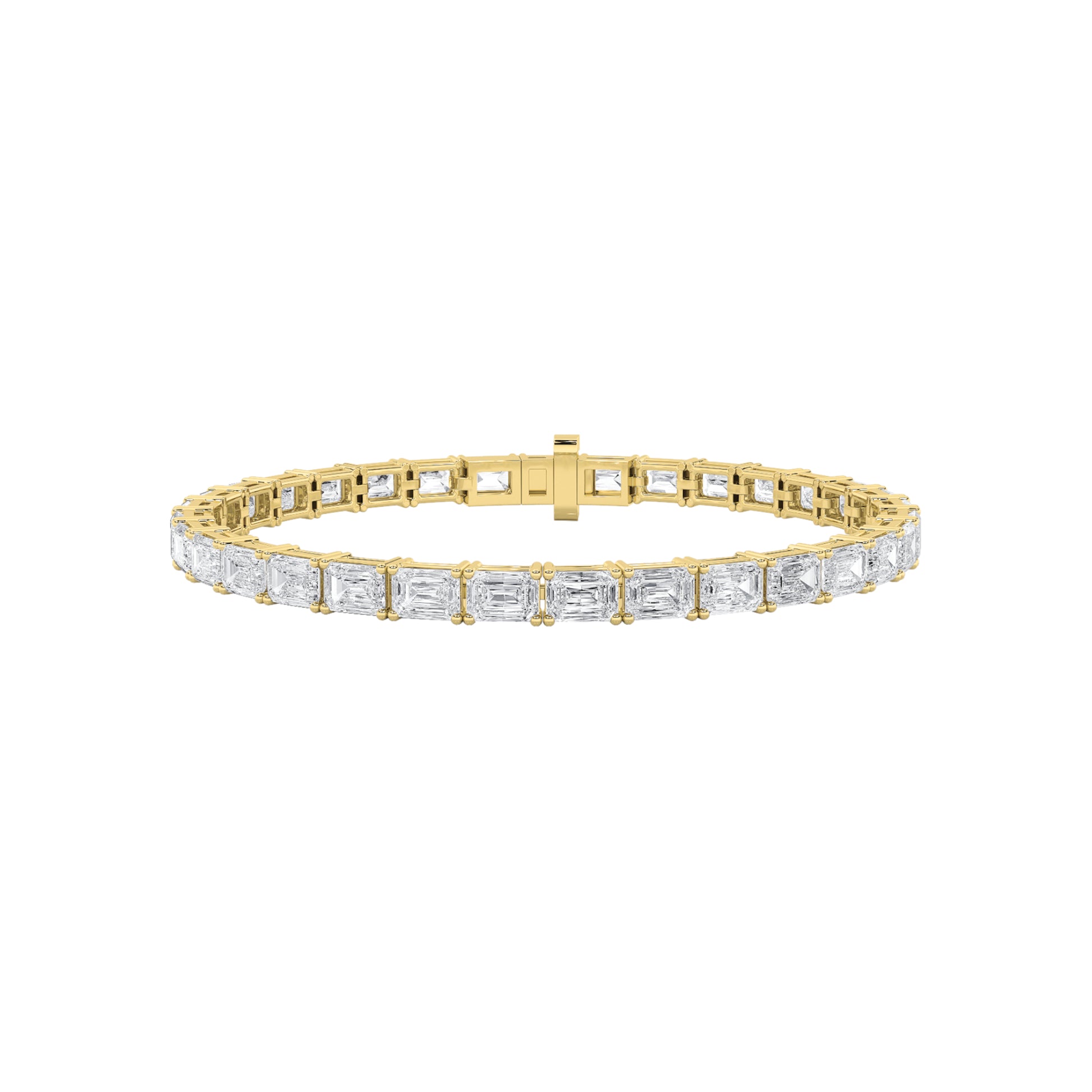 7Cttw Emerald Shaped Lab Grown Diamond East & West Bracelet in 14K Gold (F/VS)