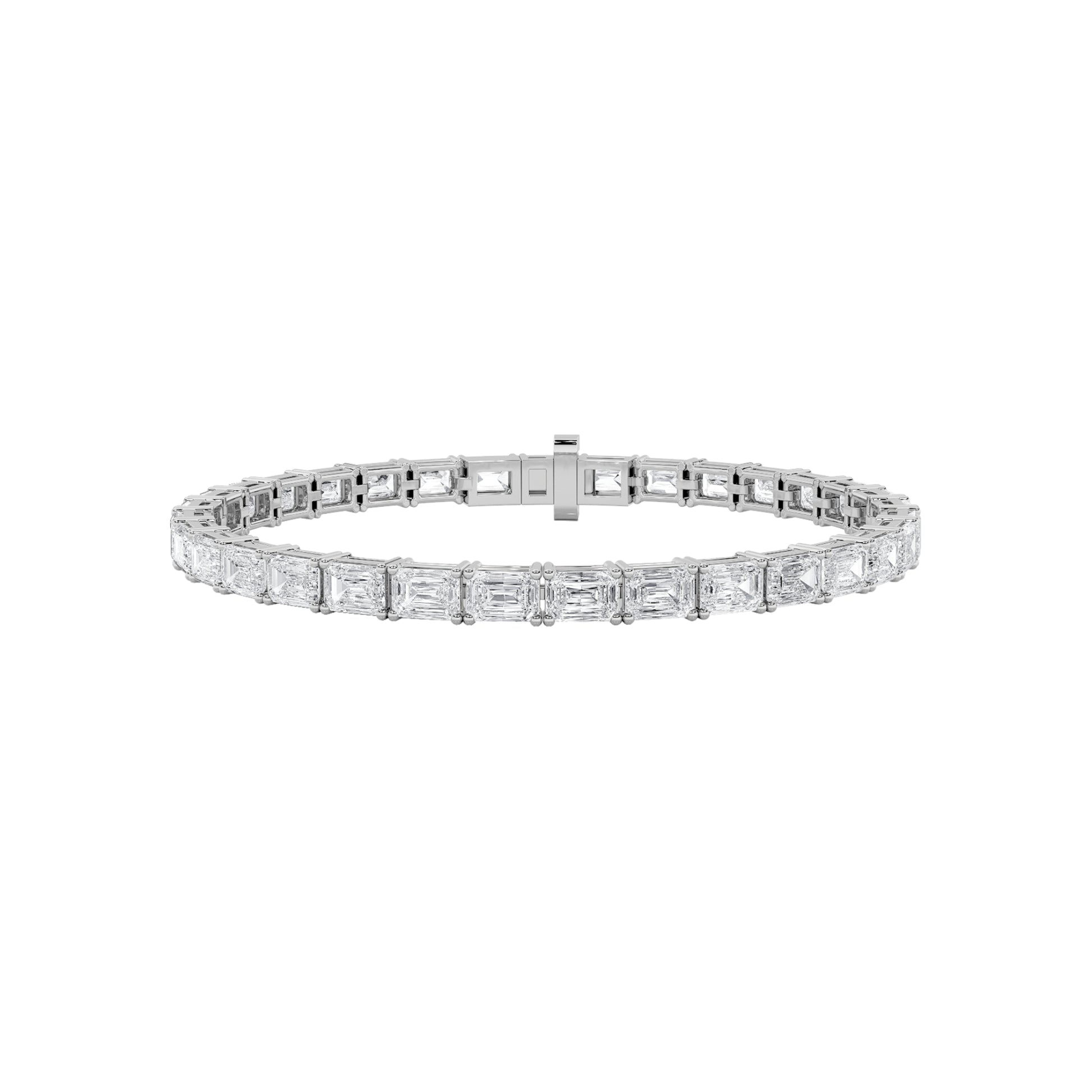 8.5Cttw Emerald Shaped Lab Grown Diamond East & West Bracelet in 14K Gold (F/VS)