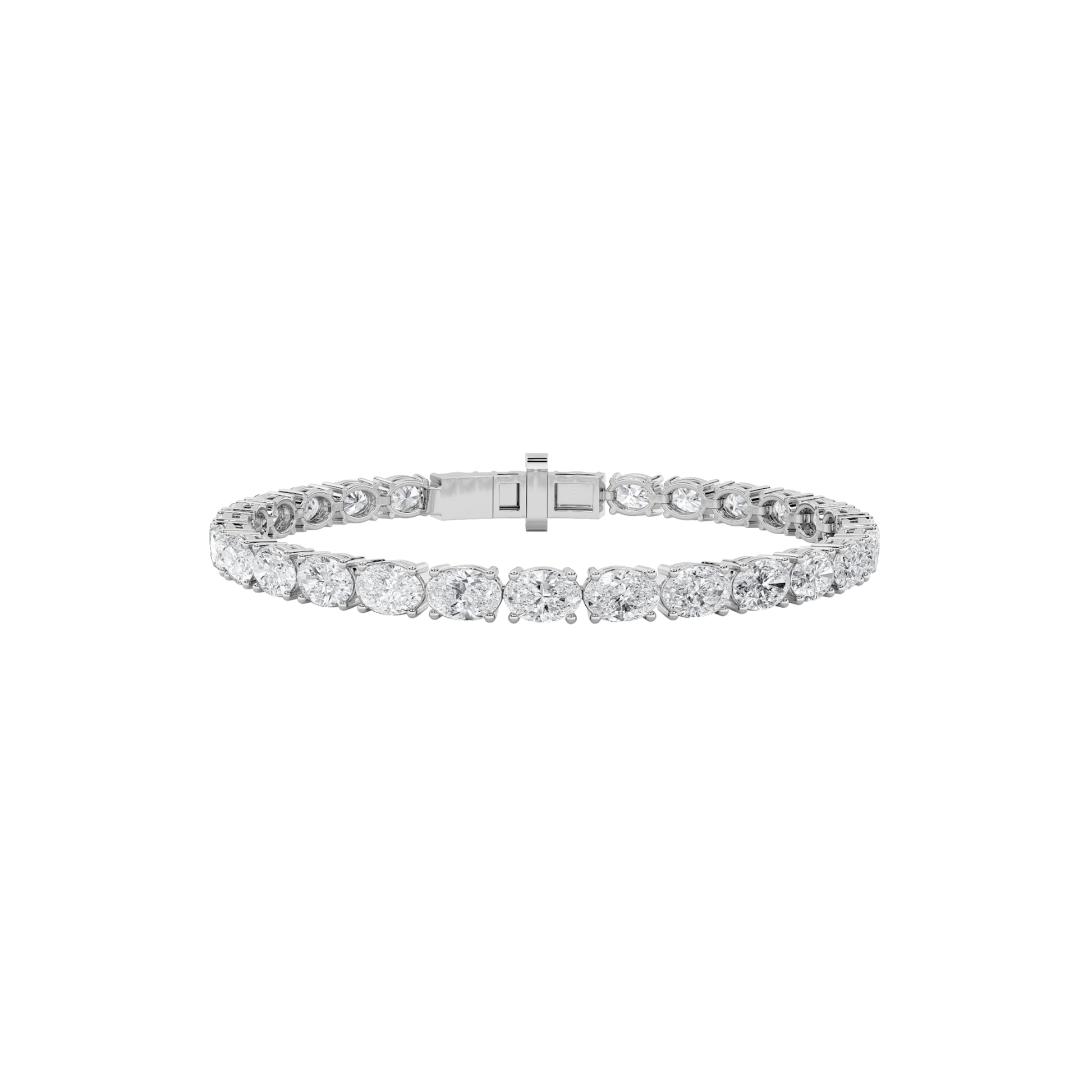 7.5Cttw Oval Shaped Lab Grown Diamond East & West Bracelet in 14K Gold (F/VS)