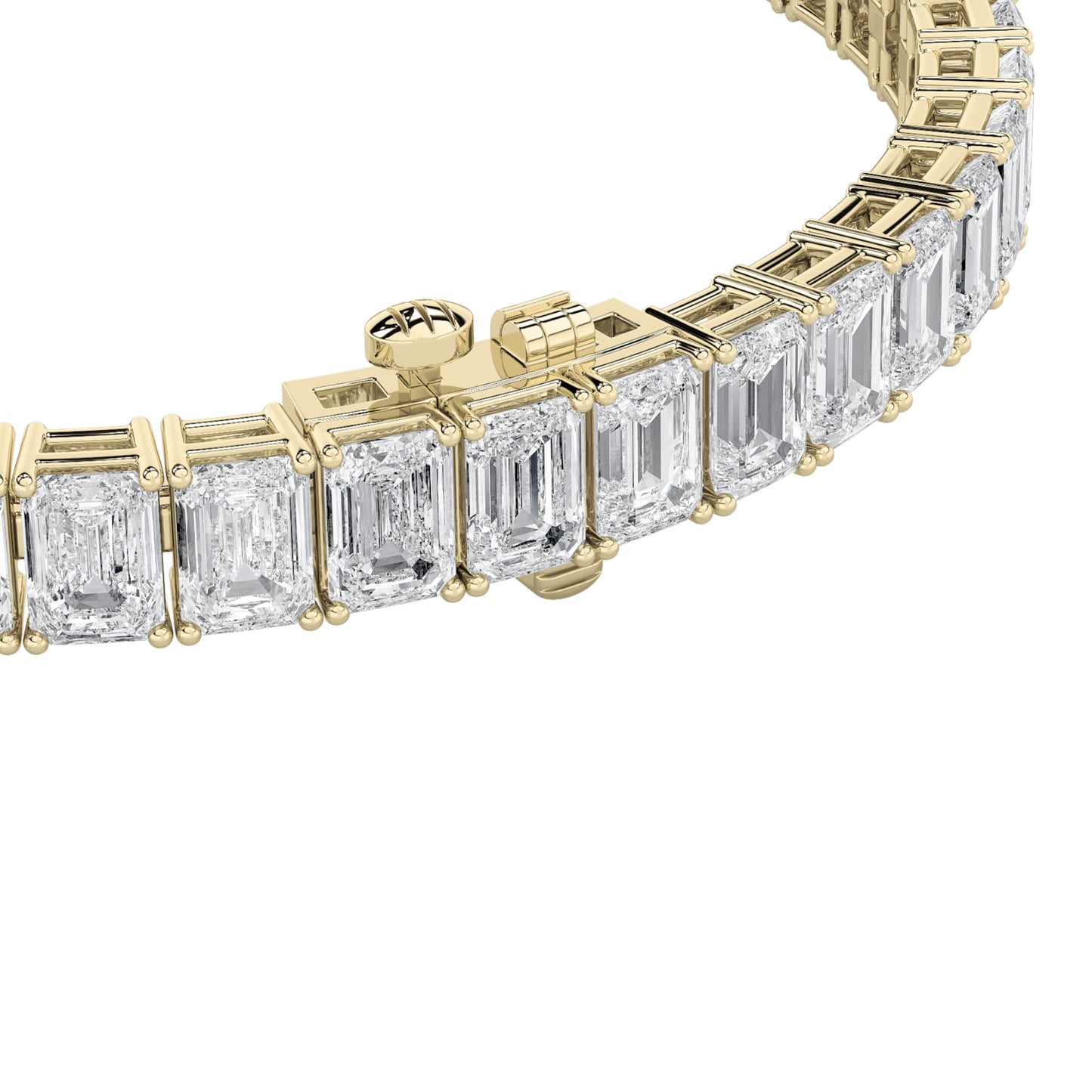 15Cttw Emerald Shaped Lab Grown Diamond North South Bracelet in 14K Gold (G/VS)