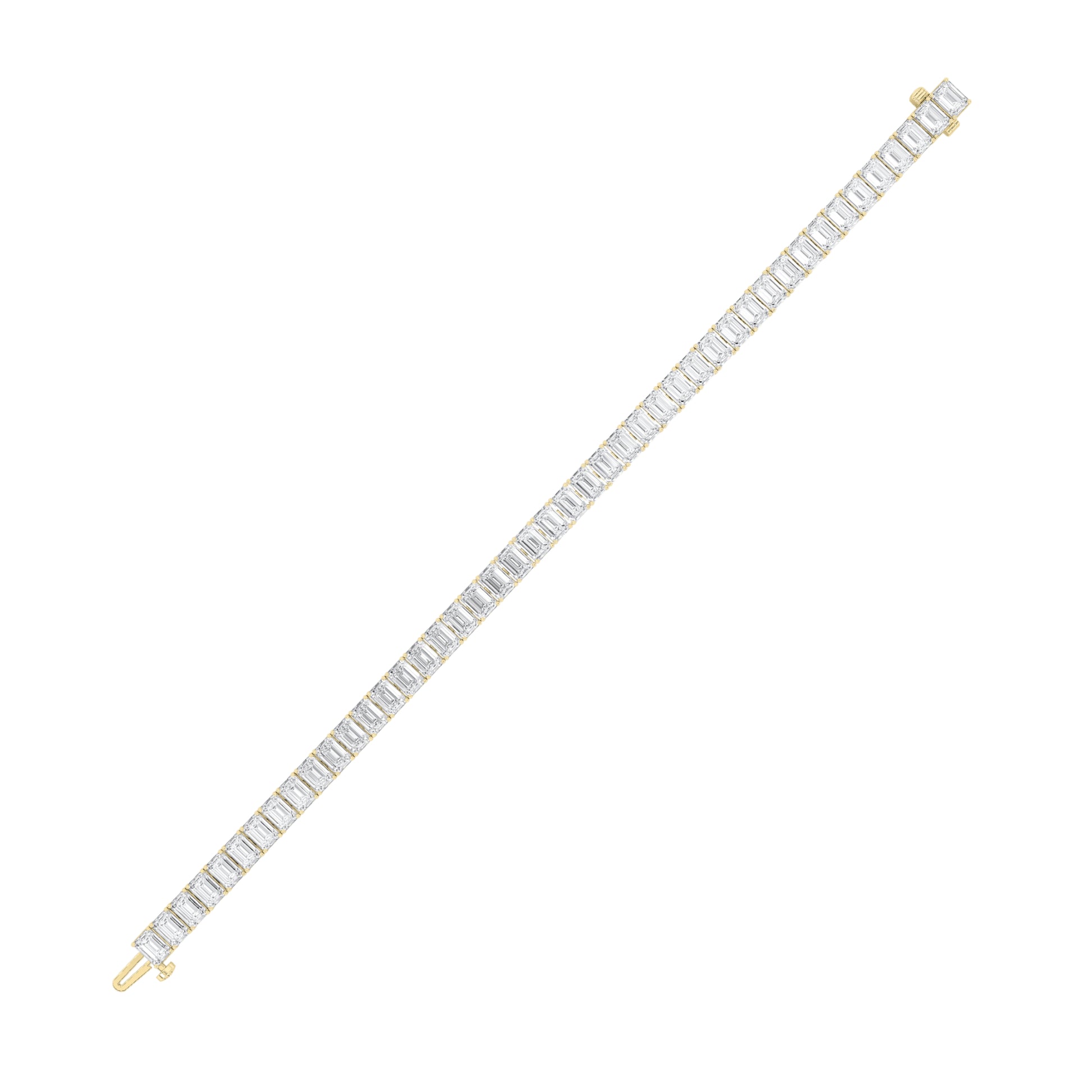 15Cttw Emerald Shaped Lab Grown Diamond North South Bracelet in 14K Gold (G/VS)