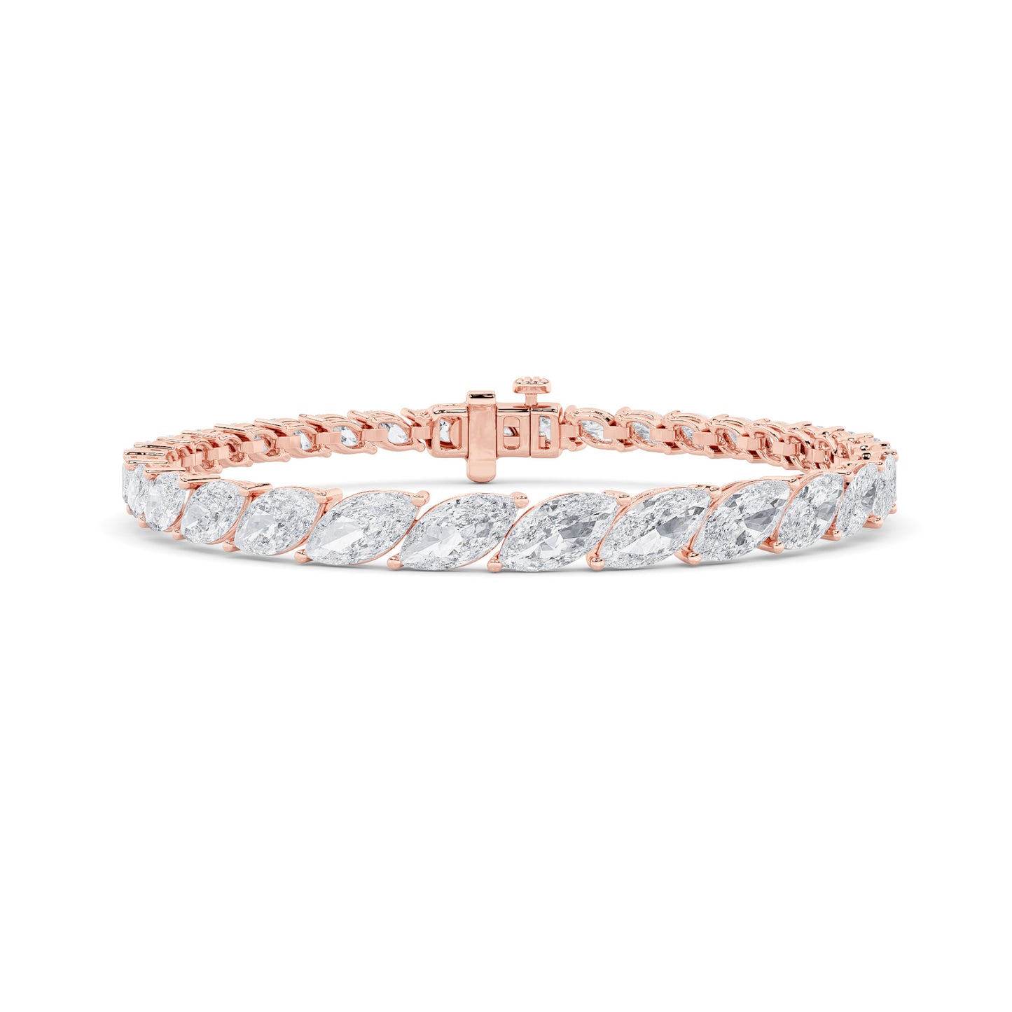 13Cttw Marquise Shaped Lab Grown Diamond (F/VS) Fancy  Bracelet in 14K Gold