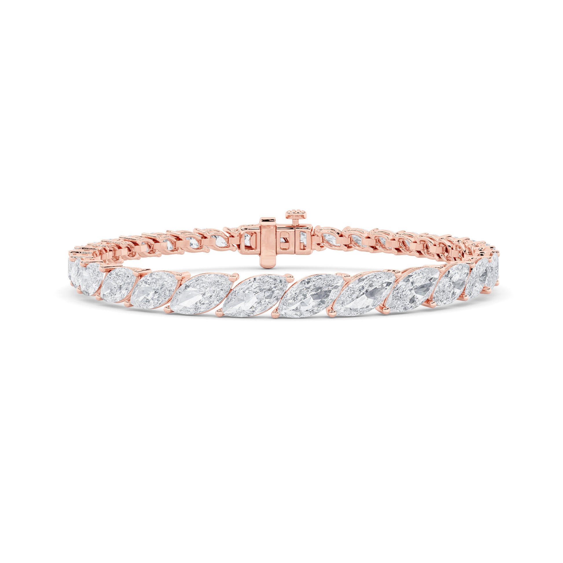 13Cttw Marquise Shaped Lab Grown Diamond (F/VS) Fancy  Bracelet in 14K Gold