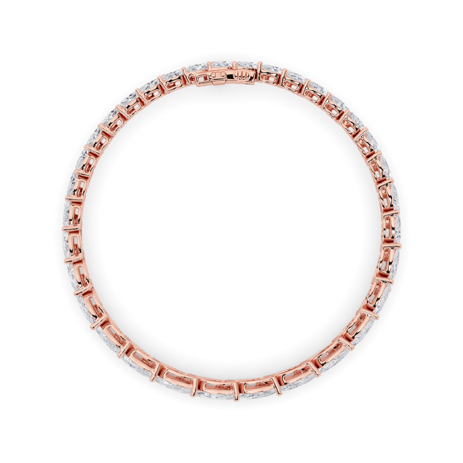 13Cttw Marquise Shaped Lab Grown Diamond (F/VS) Fancy  Bracelet in 14K Gold