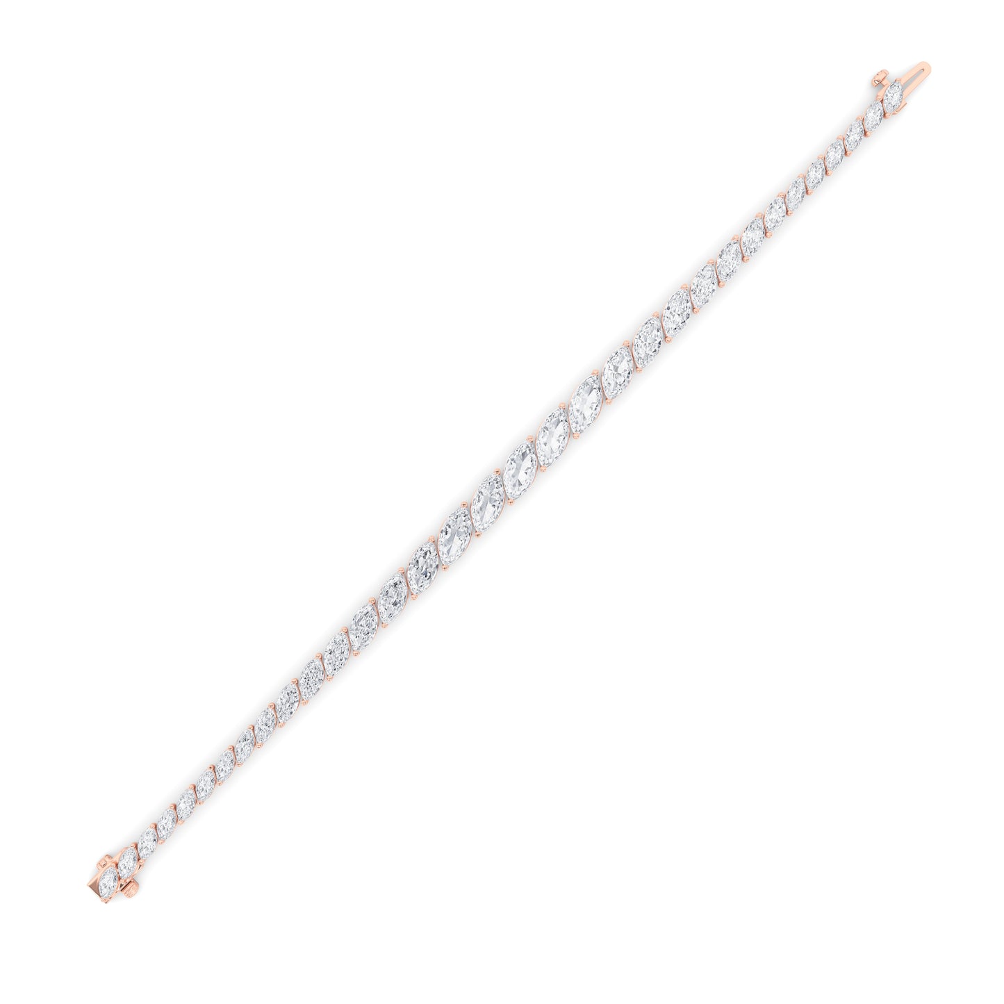 13Cttw Marquise Shaped Lab Grown Diamond (F/VS) Fancy  Bracelet in 14K Gold
