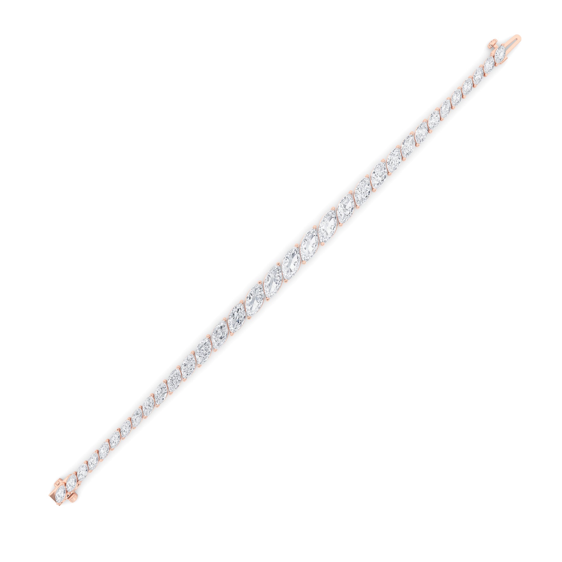 13Cttw Marquise Shaped Lab Grown Diamond (F/VS) Fancy  Bracelet in 14K Gold