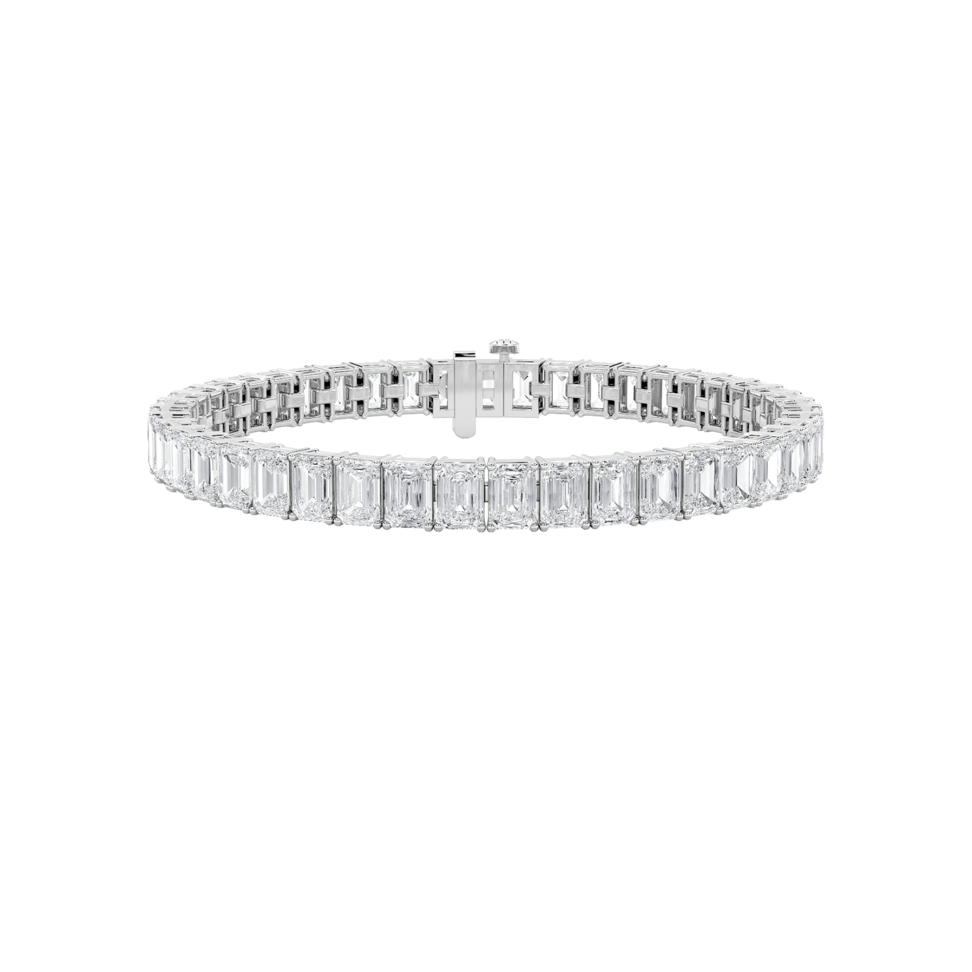 10Cttw Emerald Shaped Lab Grown Diamond (F/VS)  Bracelet in 14K Gold