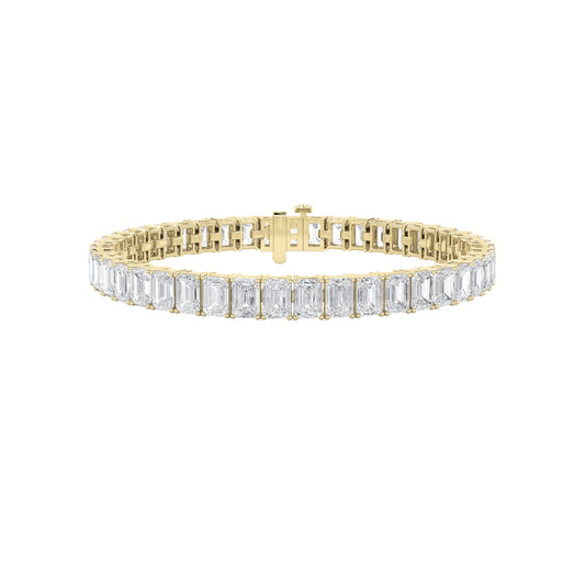 10Cttw Emerald Shaped Lab Grown Diamond (F/VS)  Bracelet in 14K Gold