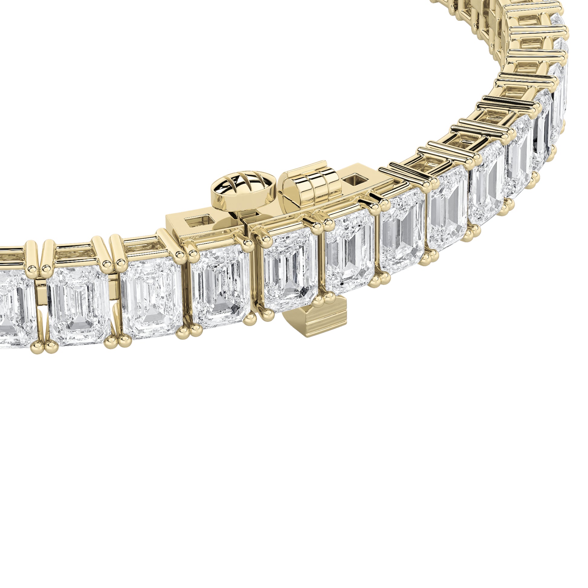 10Cttw Emerald Shaped Lab Grown Diamond (F/VS)  Bracelet in 14K Gold