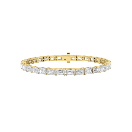 10Cttw Emerald Shaped Lab Grown Diamond (F/VS) East West Line Bracelet in 14K Gold