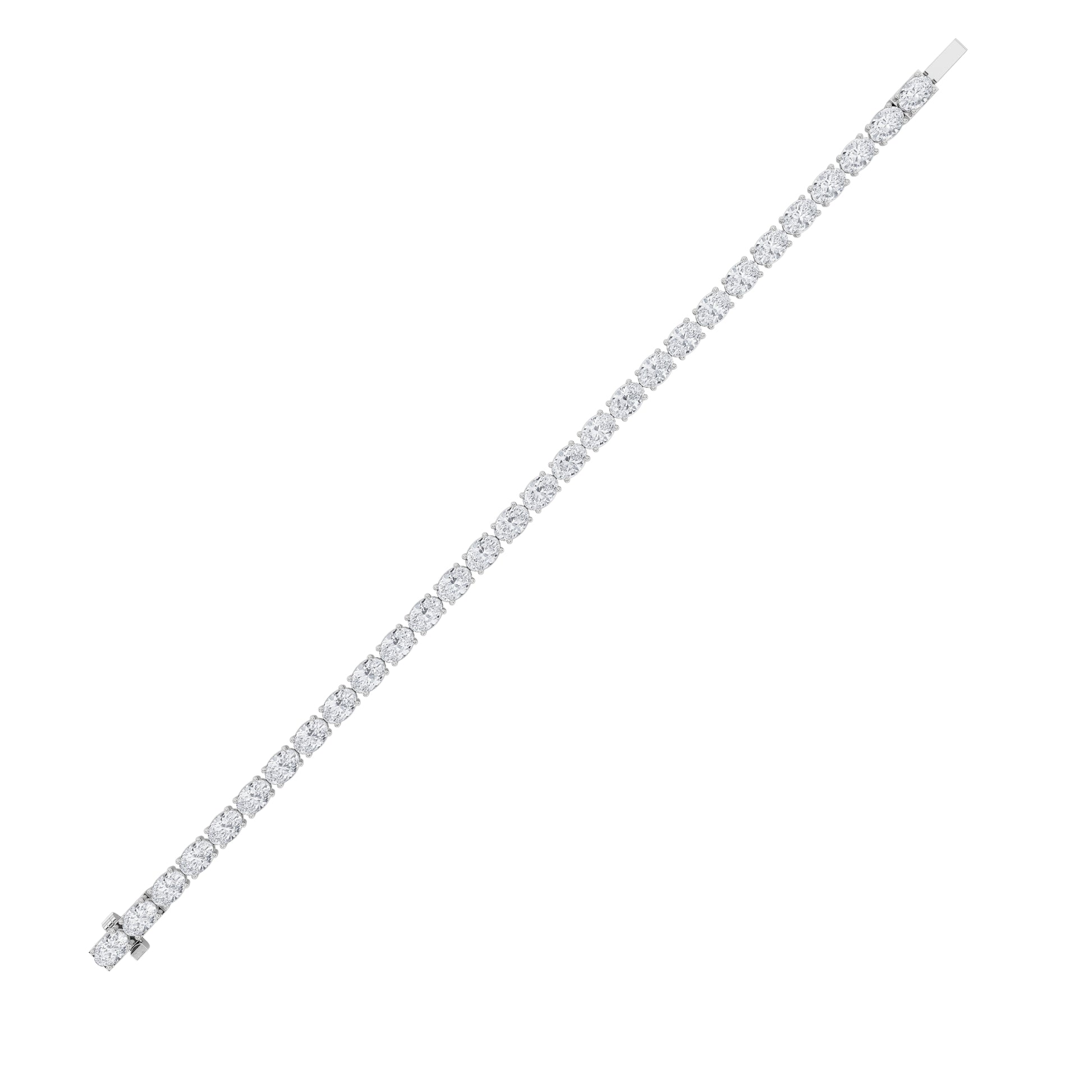 12Cttw Oval Shaped Lab Grown Diamond (F/VS) East West Line Bracelet in 14K Gold