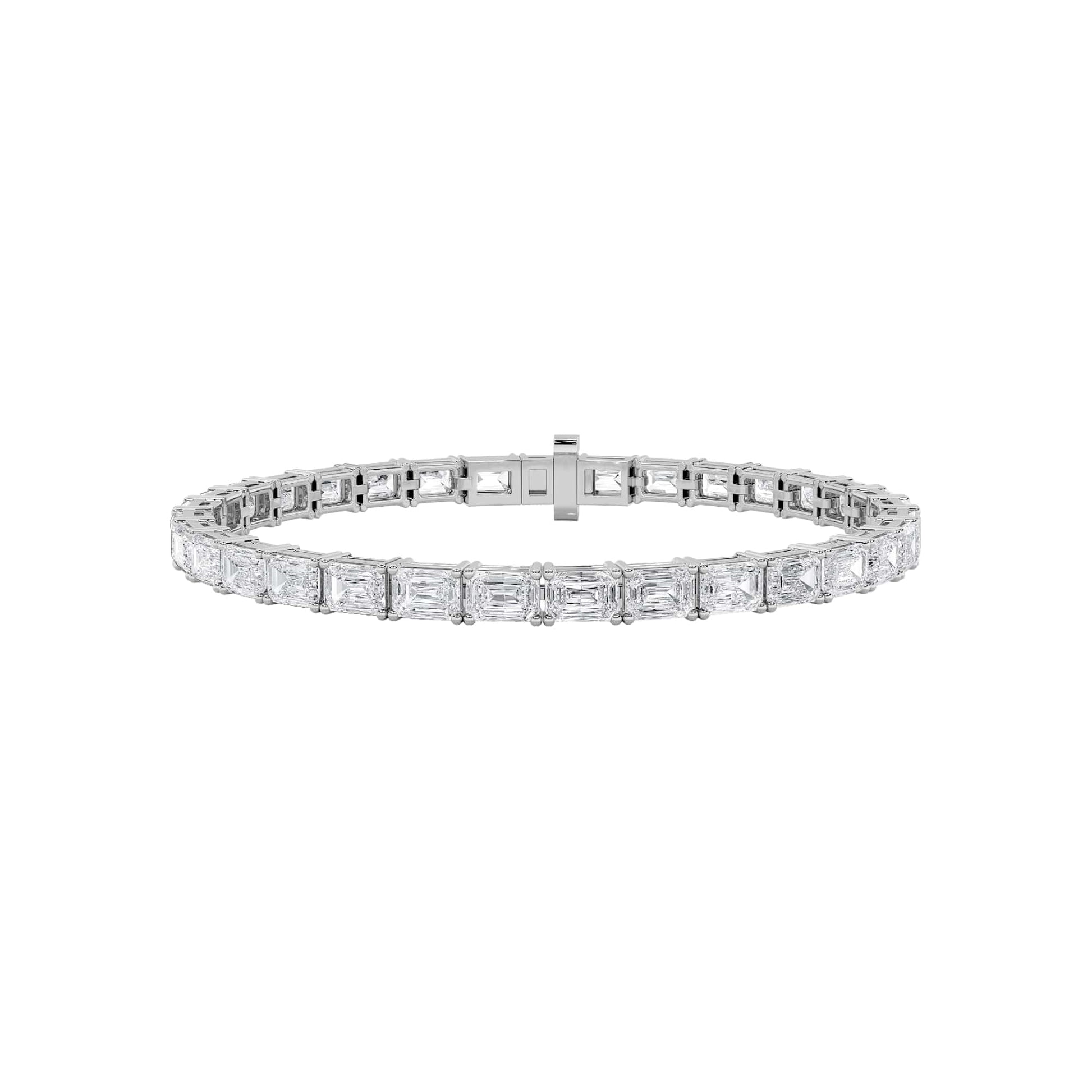 7.5Cttw Emerald Shaped Lab Grown Diamond (F/VS) Classic Line Bracelet in 14K Gold - Size 7.5