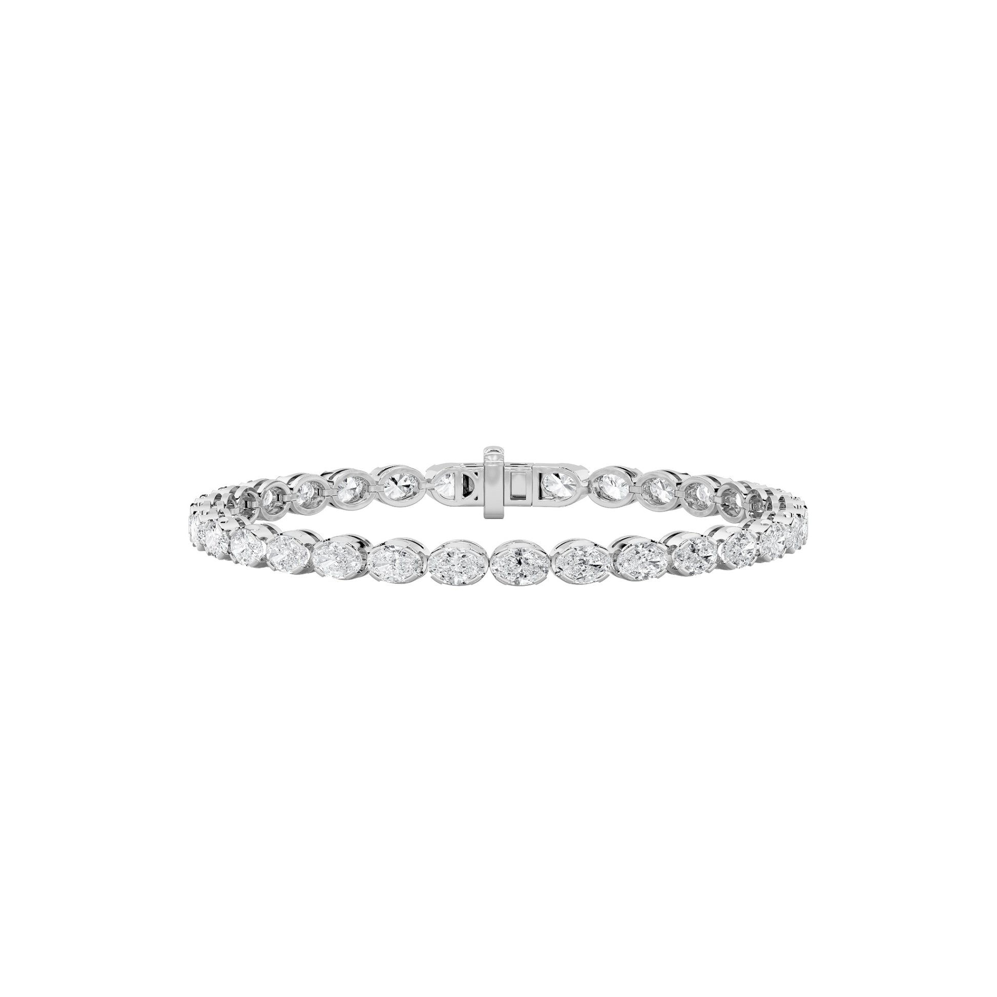 5.5Cttw Oval Shaped Lab Grown Diamond (F/VS) Tennis Bracelet in 14K Gold