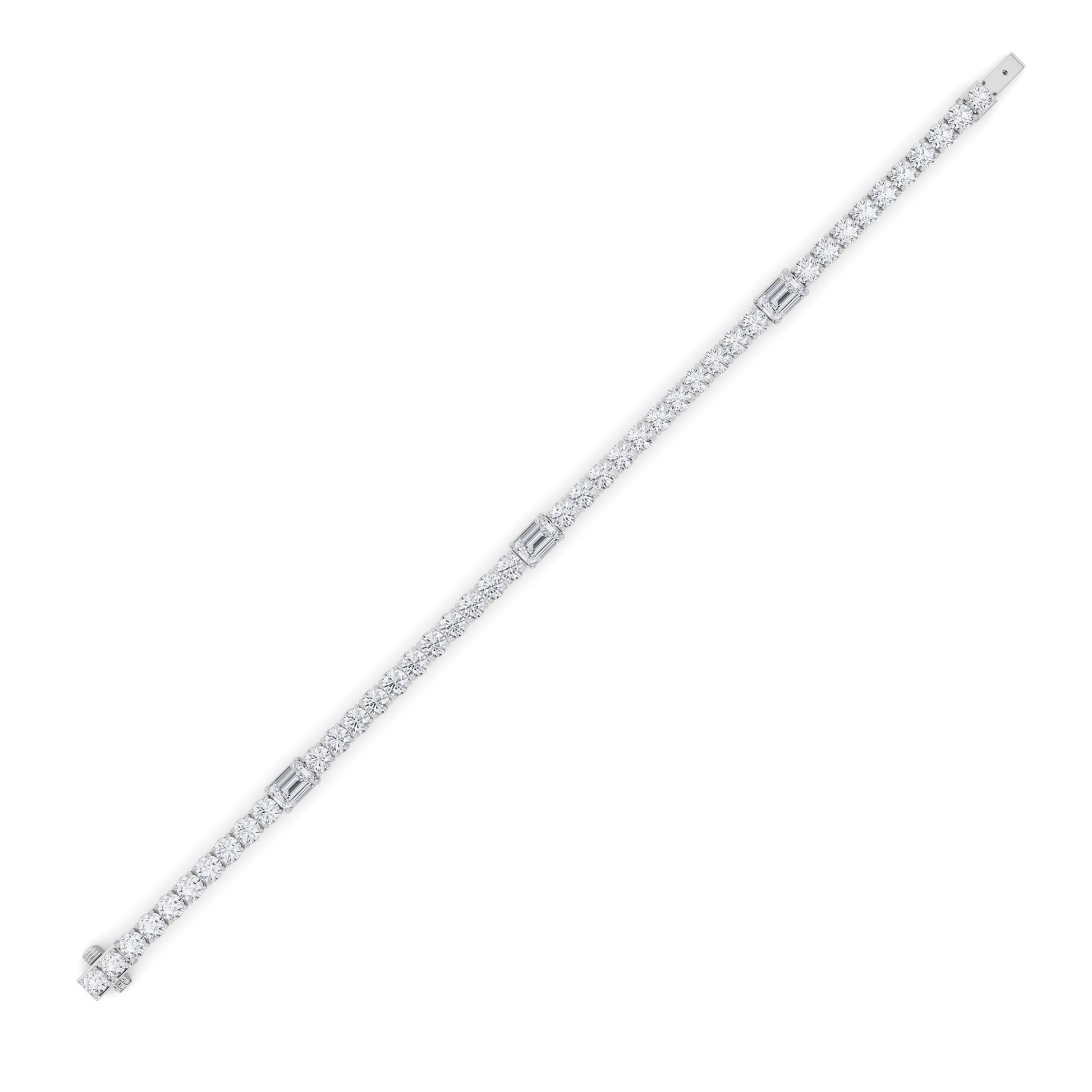 10Cttw Emerald Shaped Lab Grown Diamond (F/VS) East West Station Bracelet in 14K Gold