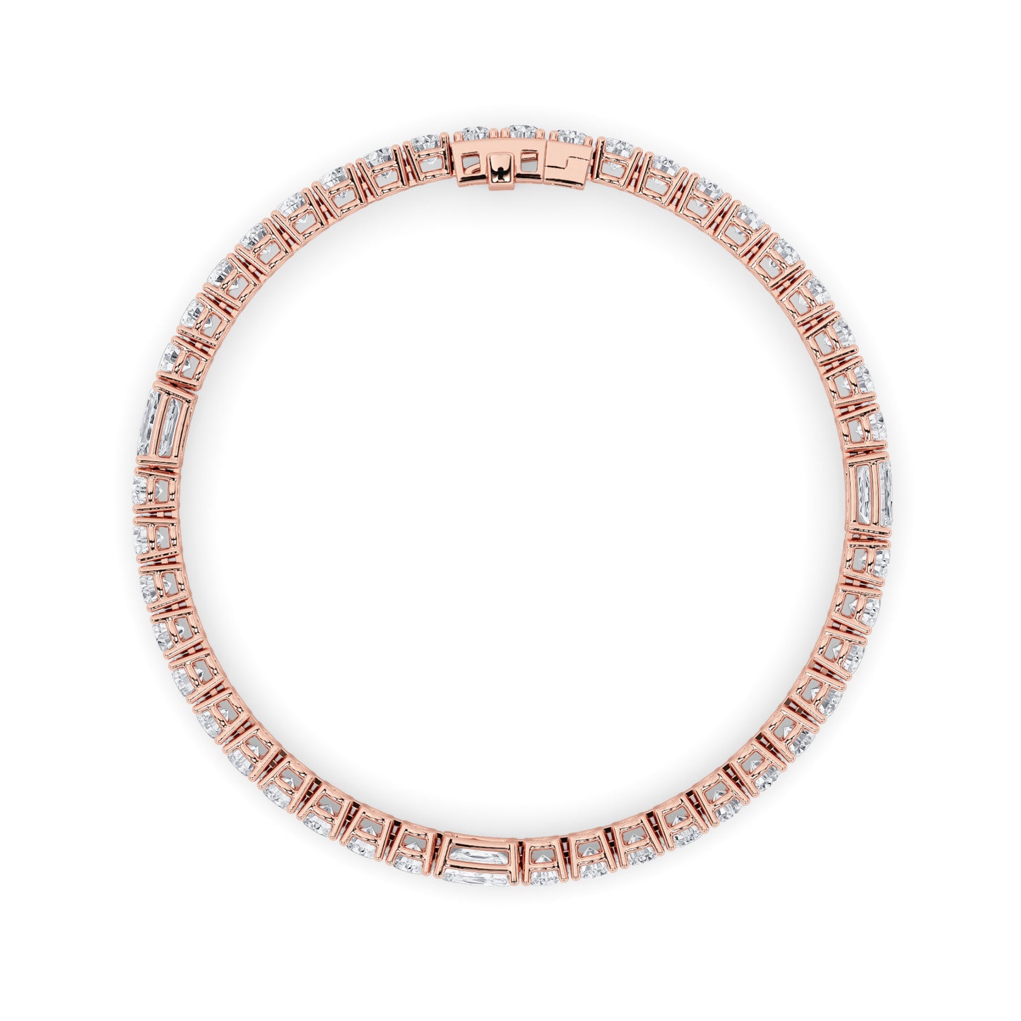 10Cttw Emerald Shaped Lab Grown Diamond (F/VS) East West Station Bracelet in 14K Gold