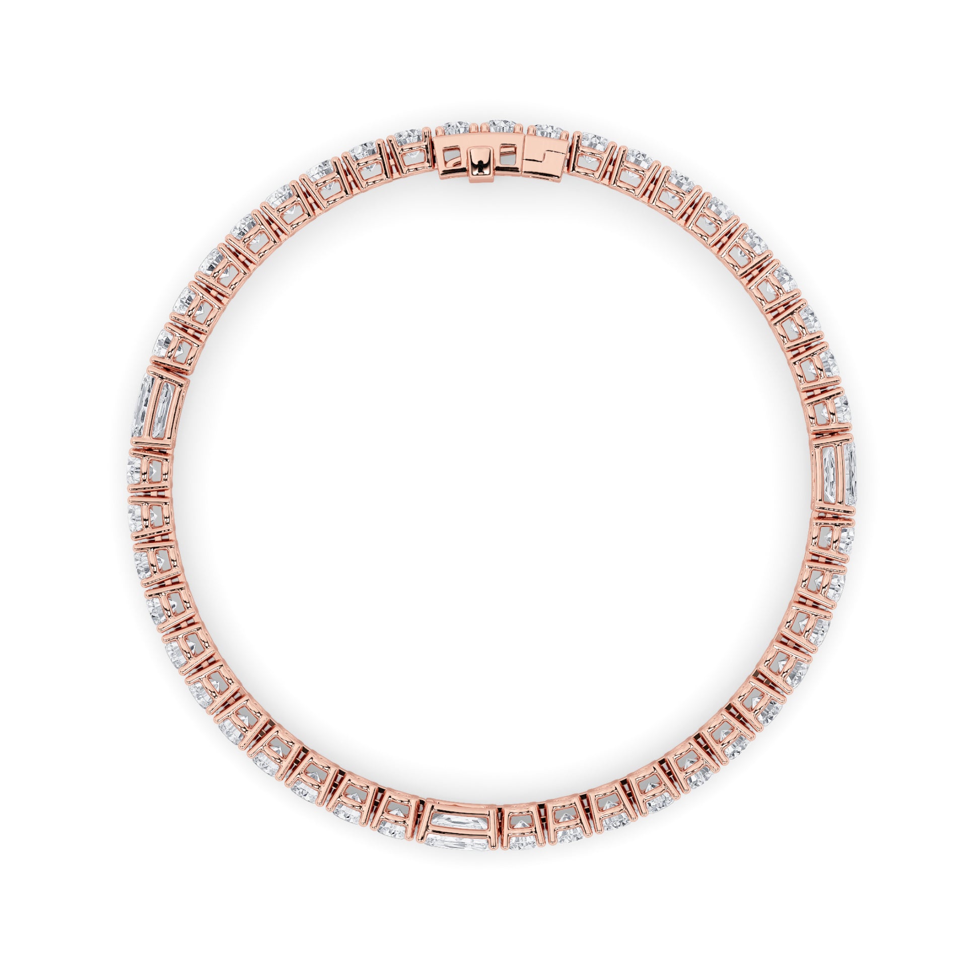 10Cttw Emerald Shaped Lab Grown Diamond (F/VS) East West Station Bracelet in 14K Gold